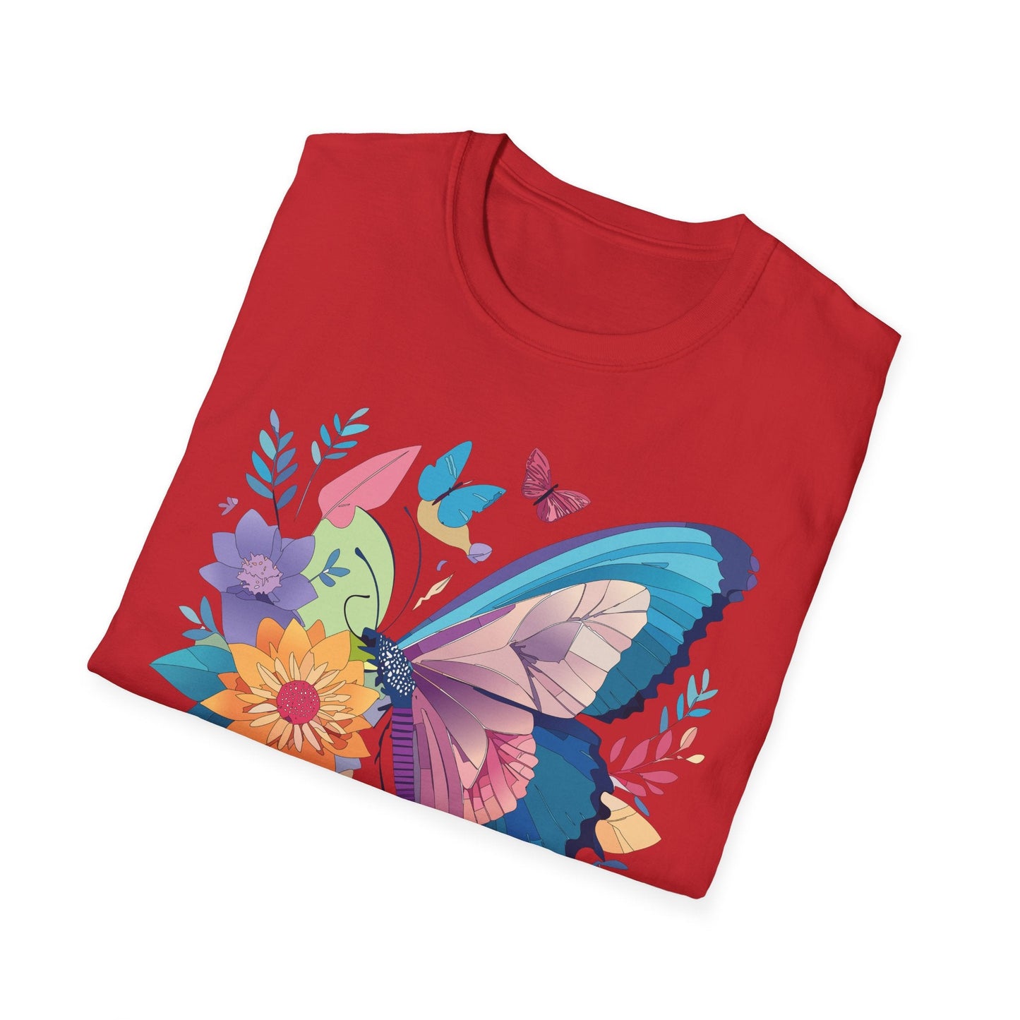 Gildan Butterfly T Shirt Unisex Softstyle 64000 Monarch Print Lightweight Breathable Cotton Tee