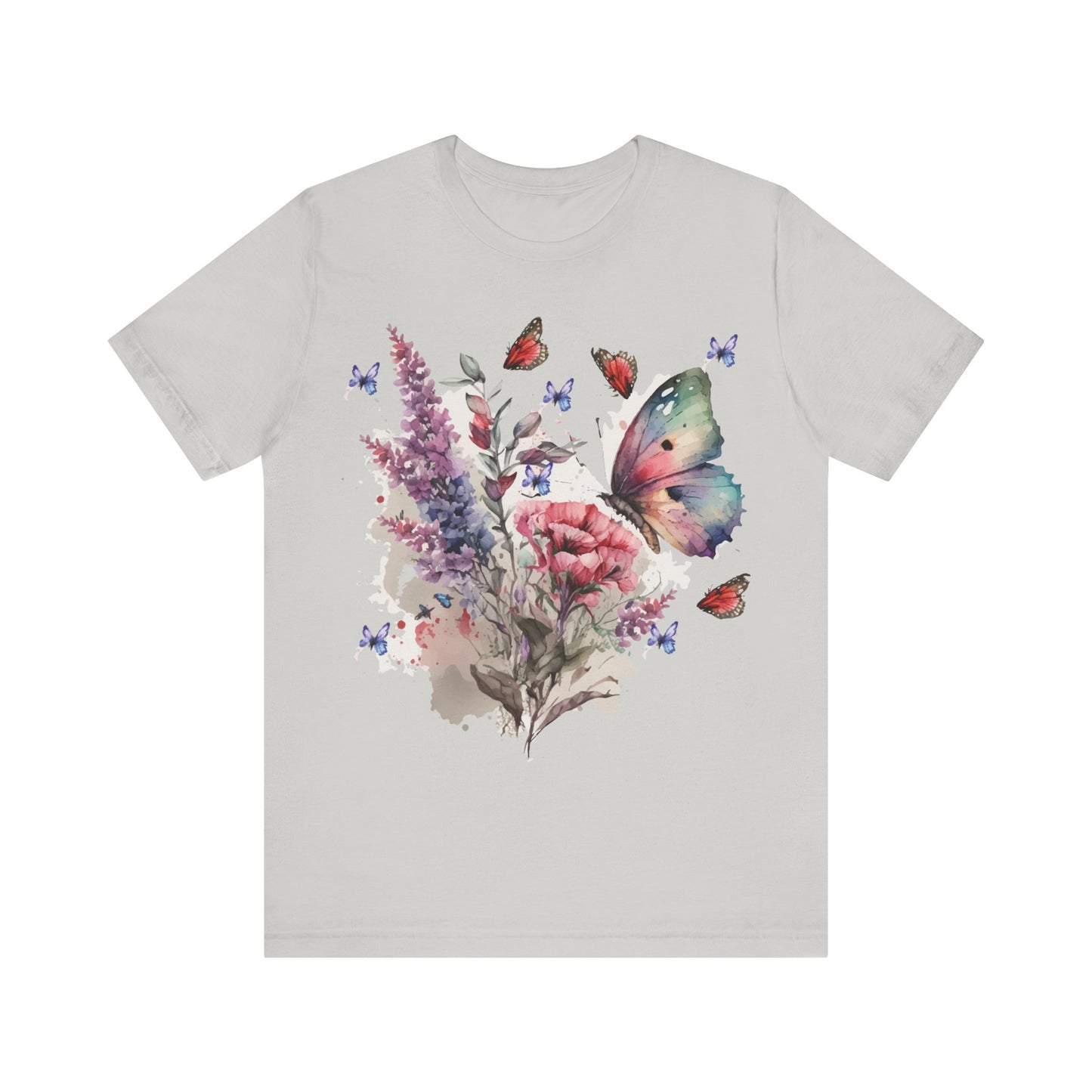 Cotton Tee Shirt with Butterfly Prints