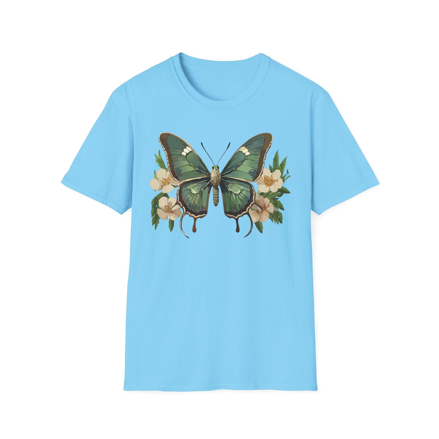 Butterfly Shirt Monarch Style Unisex T Shirt Gildan Softstyle 64000 100 Percent Ring Spun Cotton