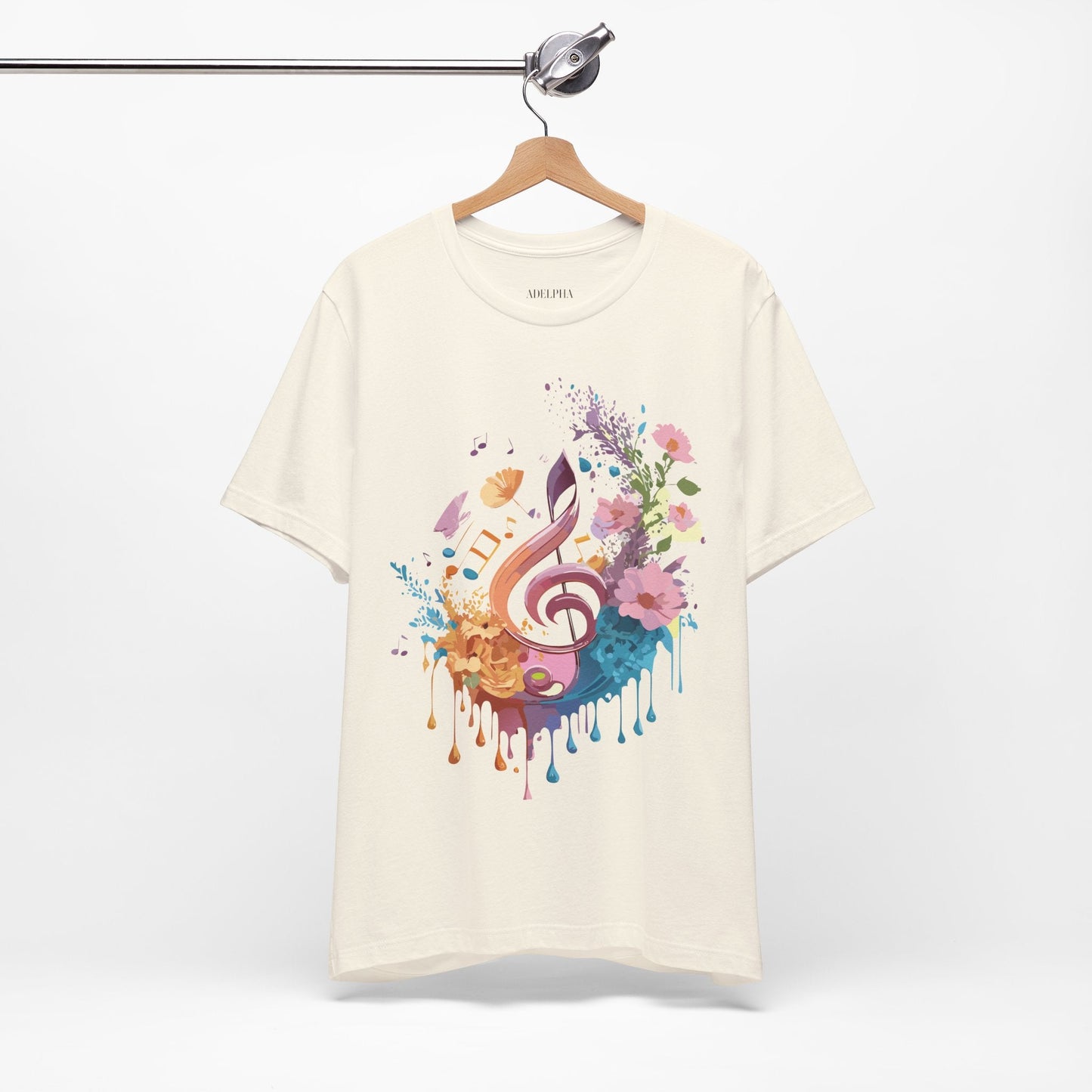 Music Graphic Unisex 100 Cotton Vintage Art with Musical Elements Tee 115