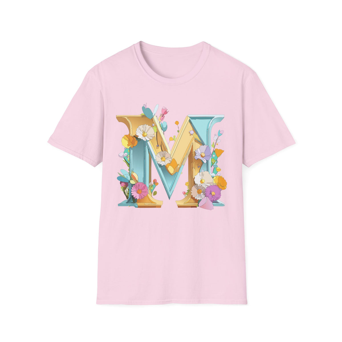 Floral Letter M T-Shirt | Botanical Monogram Initial Tee