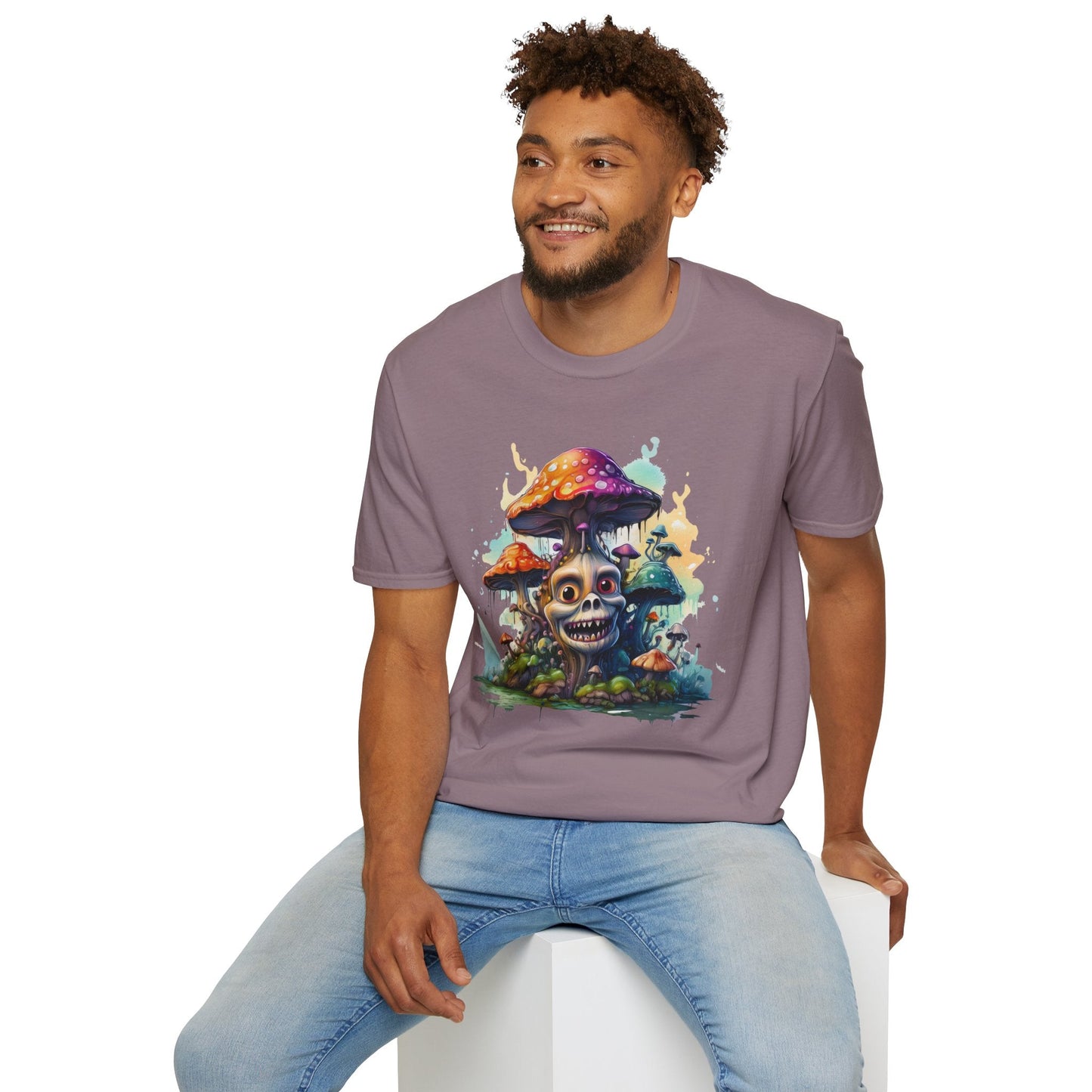 Funny Mashroom Graphic Unisex Softstyle Cotton With Cartoon Illustration Design 6