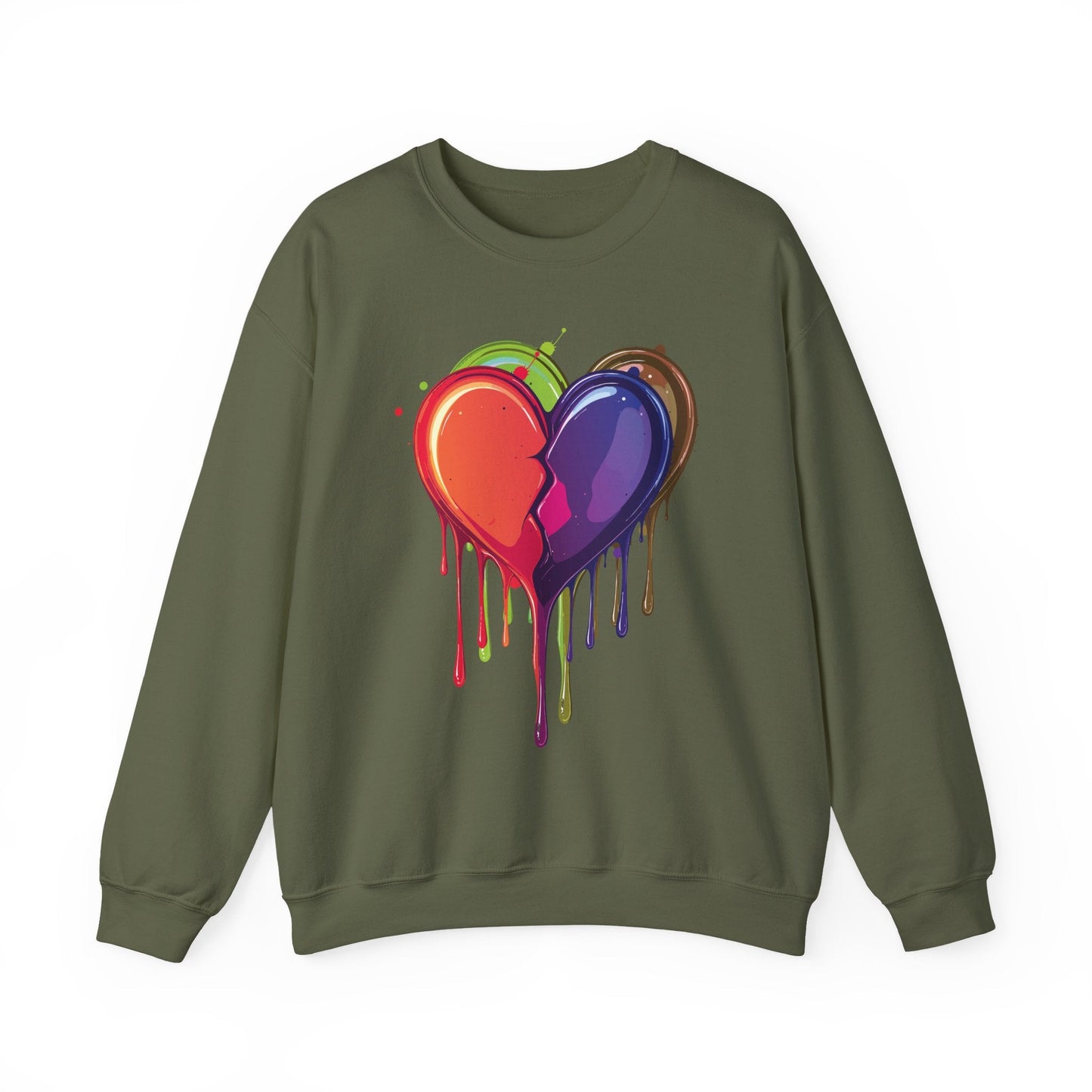 Unisex Double Heart Sweatshirt Valentines Day Love Theme Big Heart Design