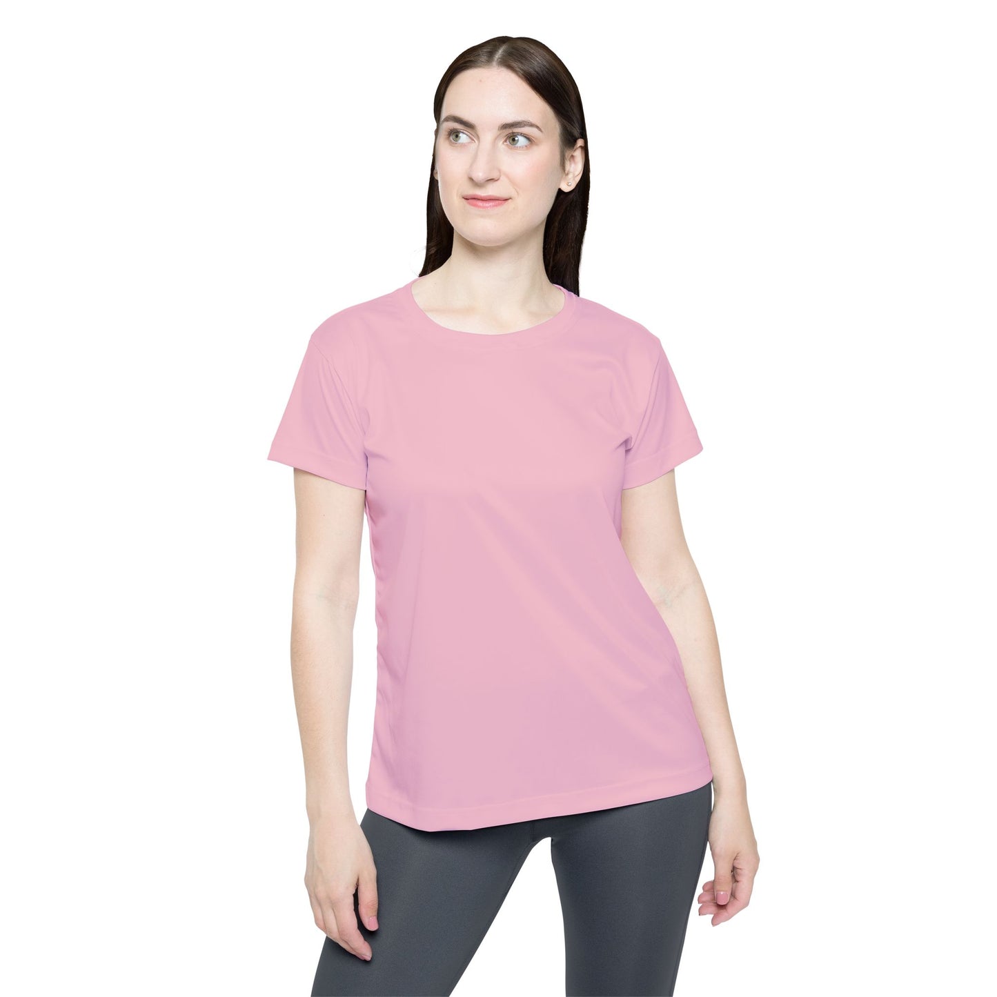 Soft Blossom Women's Sports Jersey Short Sleeves 100% Poly Solid Pink Color Print Athletic Tee