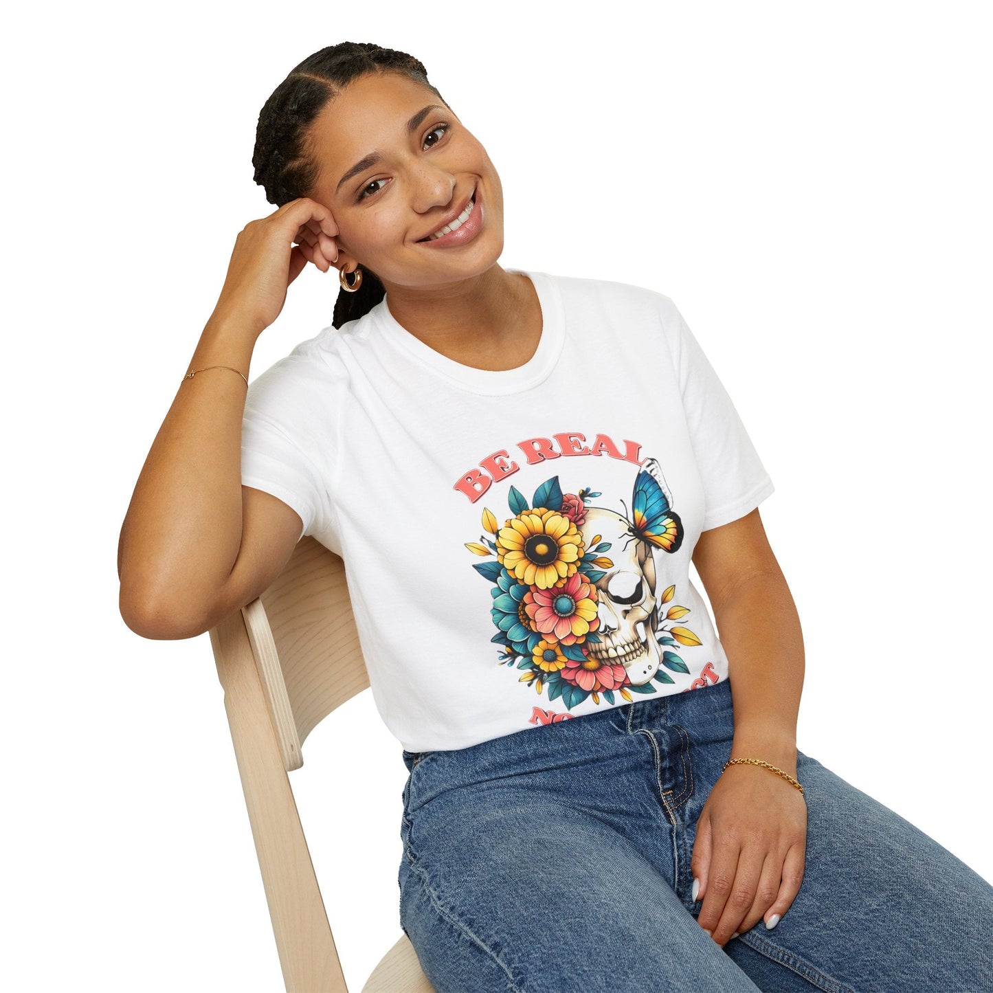 Gildan Skull Tee Shirt Unisex Skeleton Print Tee 100 Percent Ring Spun Cotton Softstyle