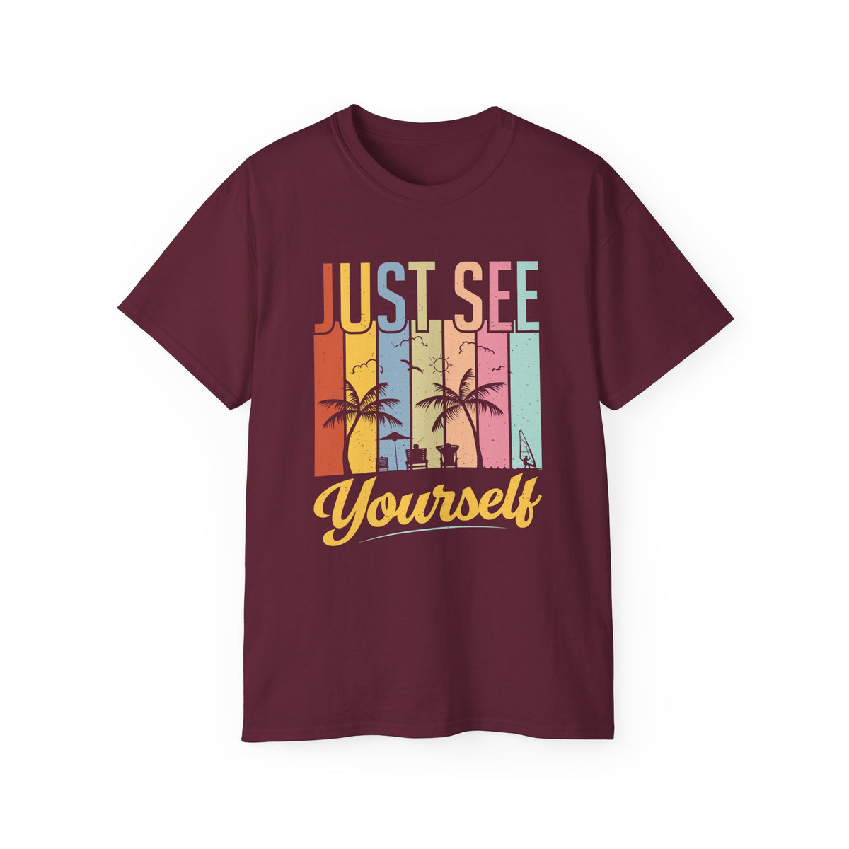 Just See Yourself T-Shirt | Retro Sunset Palm Trees Tee