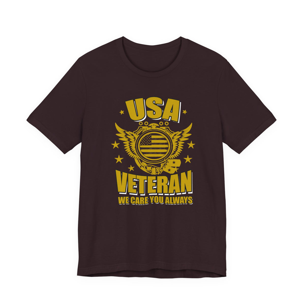 USA Veteran T-Shirt Military Emblem Winged Badge Stars Unisex Cotton v59