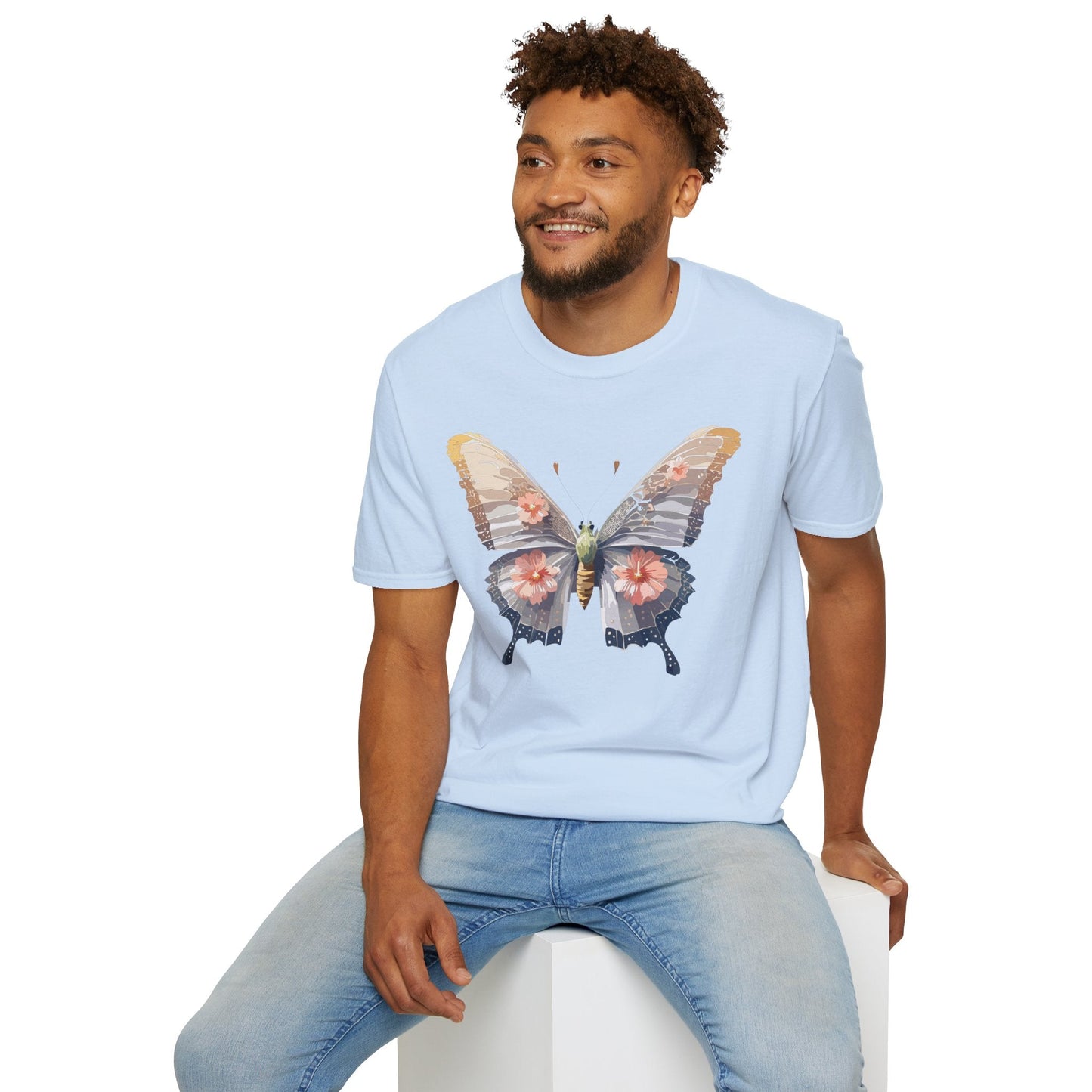 Butterfly T Shirt Unisex Monarch Design Gildan Softstyle 64000 100 Percent Ring Spun Cotton