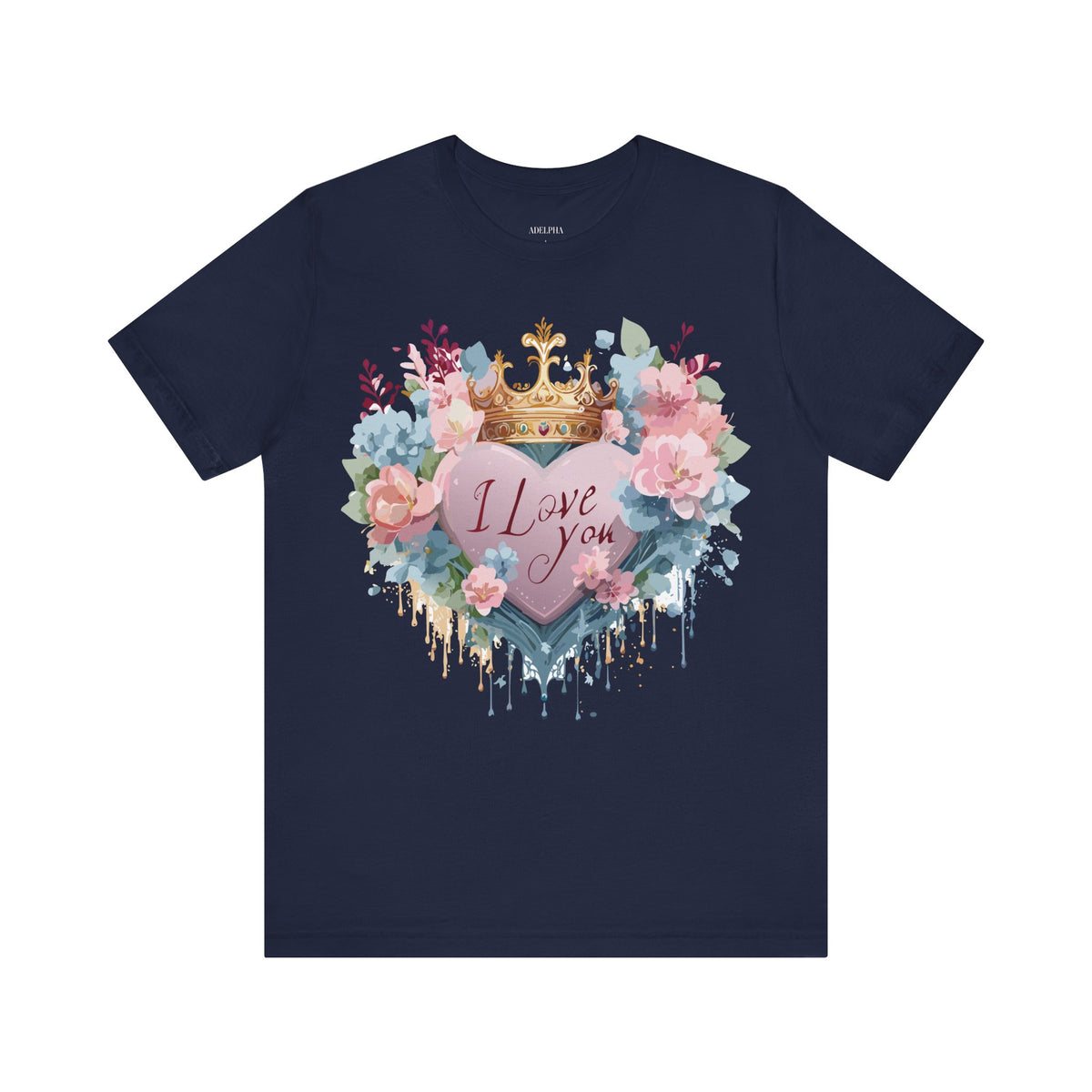 Valentine's Day Graphic Unisex Cotton Bella+Canvas Tee with Floral Art Design d105