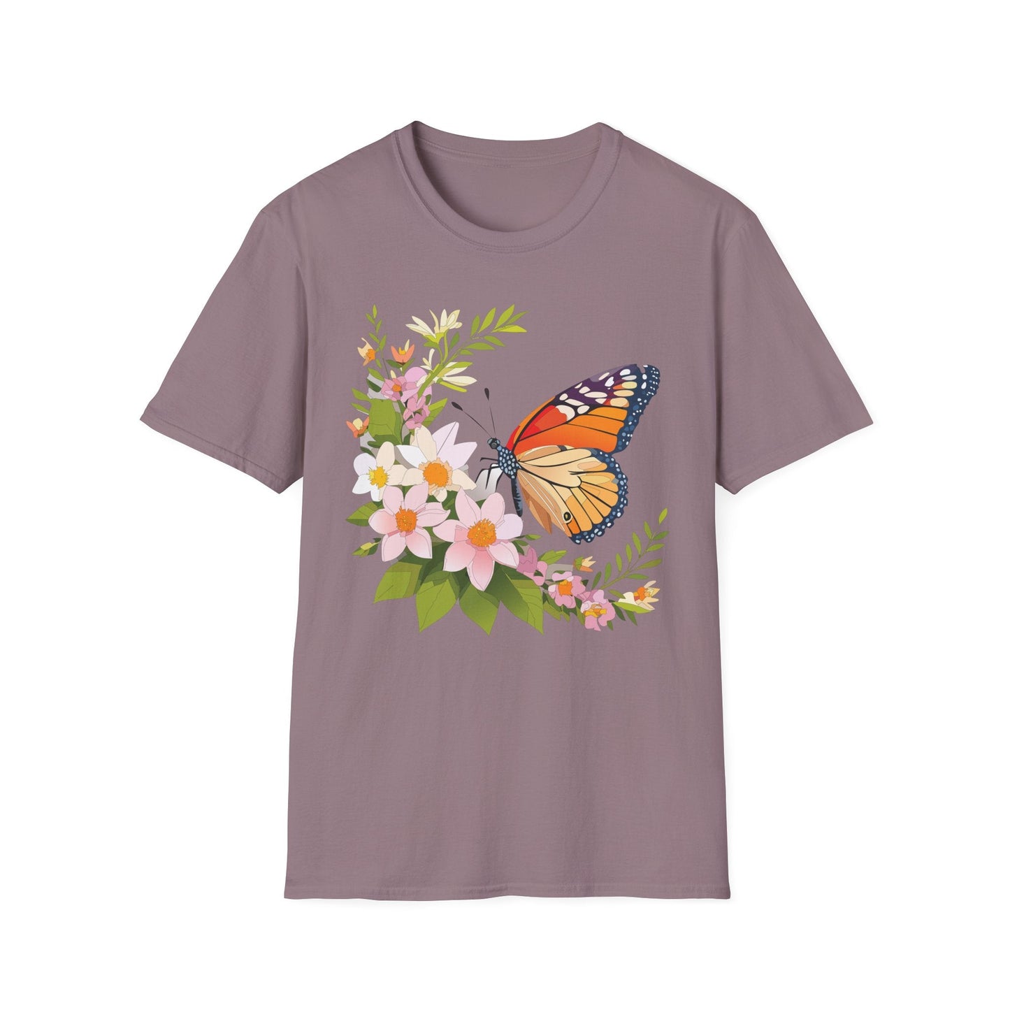 Monarch Butterfly T Shirt Unisex Softstyle Gildan 64000 100 Percent Cotton Tee Breathable