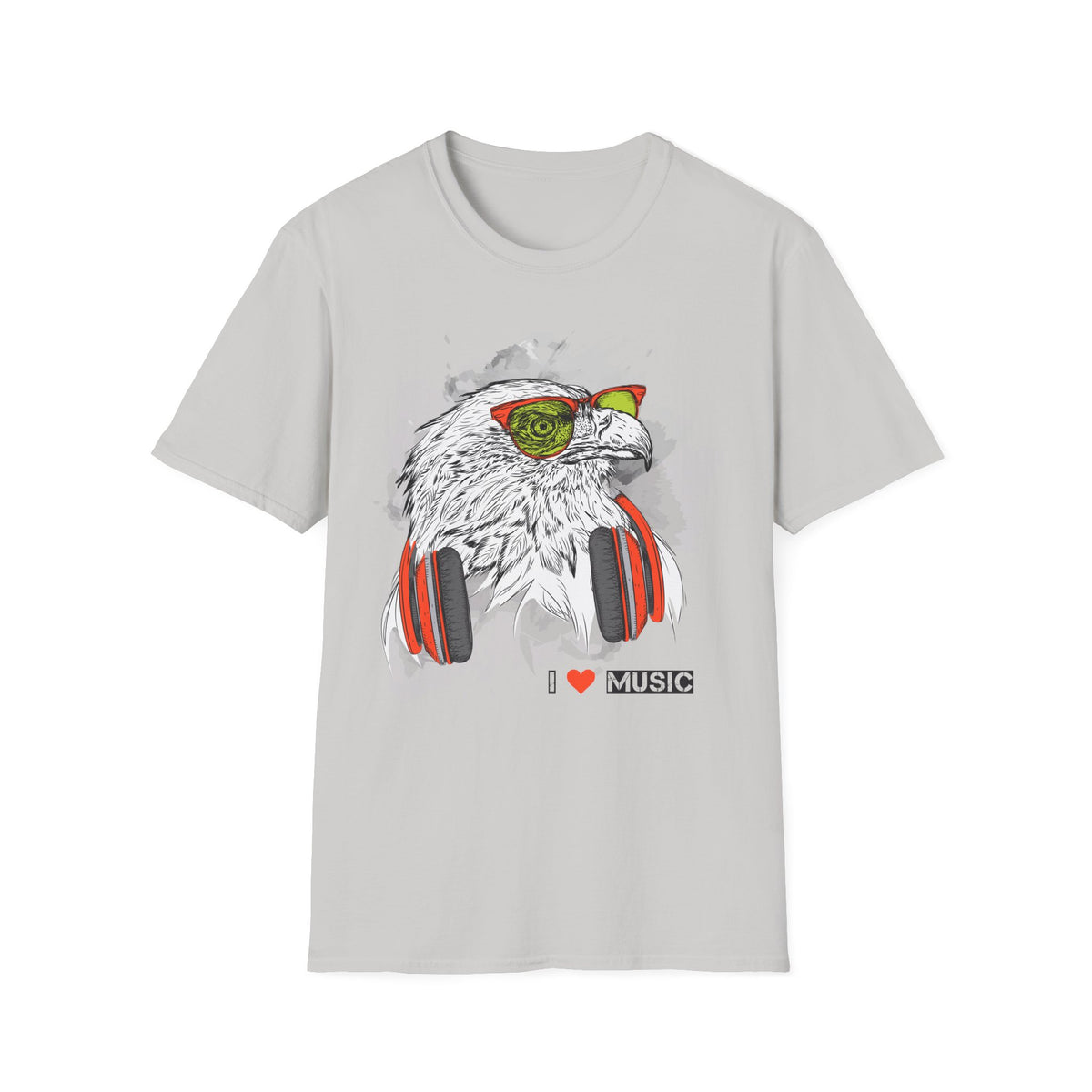 Eagle with Headphones T-Shirt Unisex Cotton Short Sleeves I Music Graphic Tee