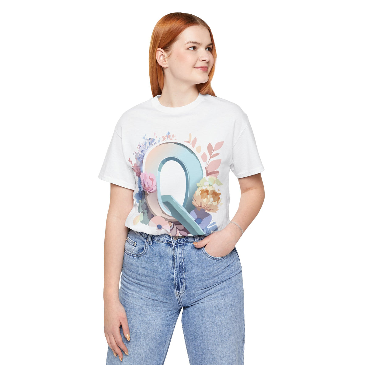 Letter Q Graphic Unisex Cotton Bella+Canvas Tee with Art Letter Design