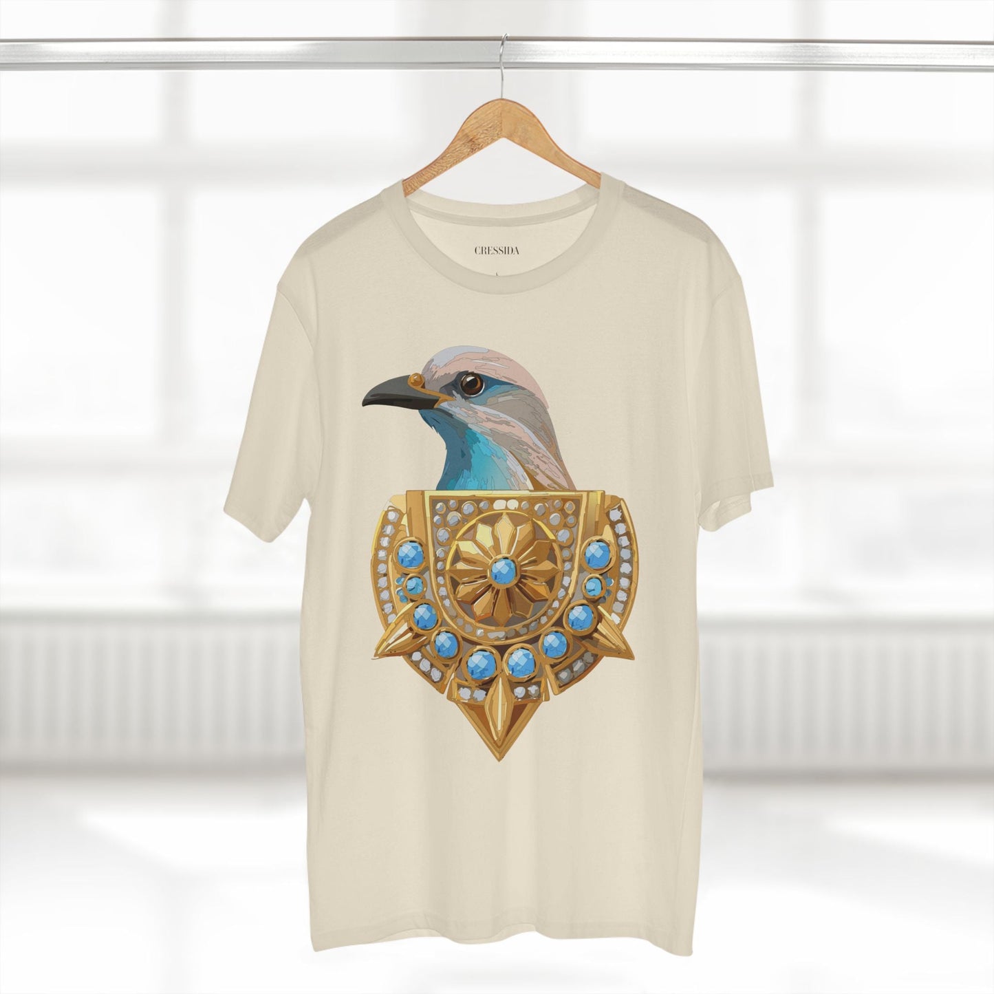 Bird Graphic Unisex 100 Cotton Tee With Unique Animal Golden Medallion Art Design 16