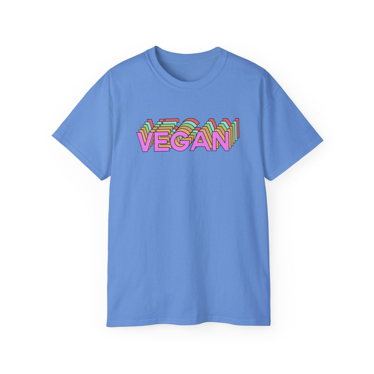 Vegan Retro Layered Text Tee | Colorful 3D Typography