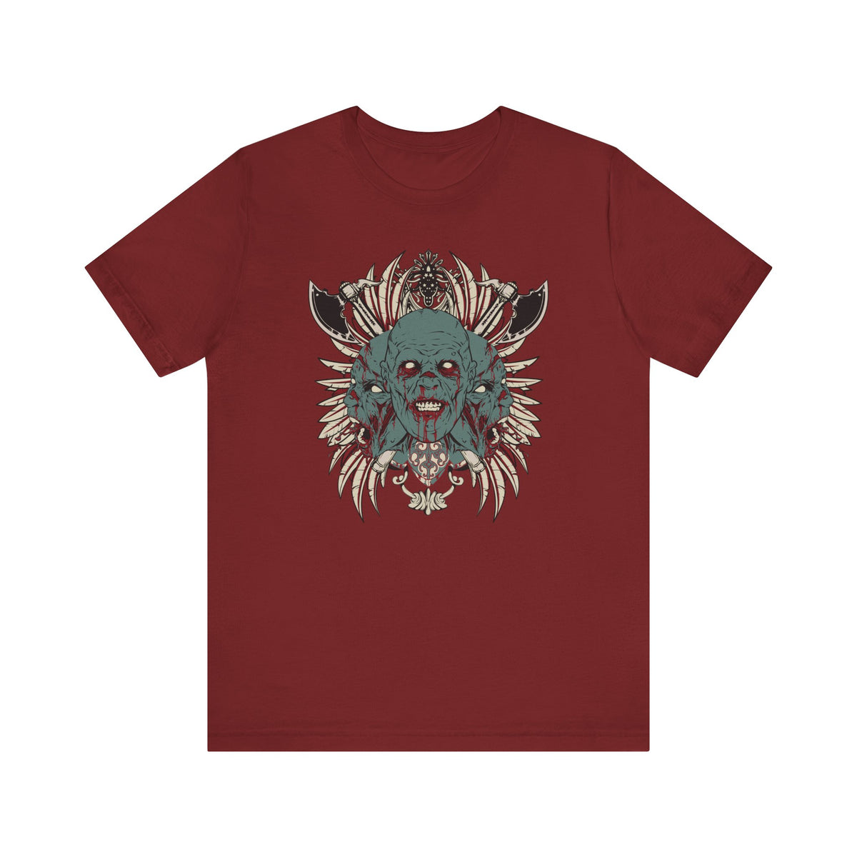 Zombie Skull Mandala T-Shirt Horror Graphic Tee, Gothic Skull Unisex Cotton Art-54-2