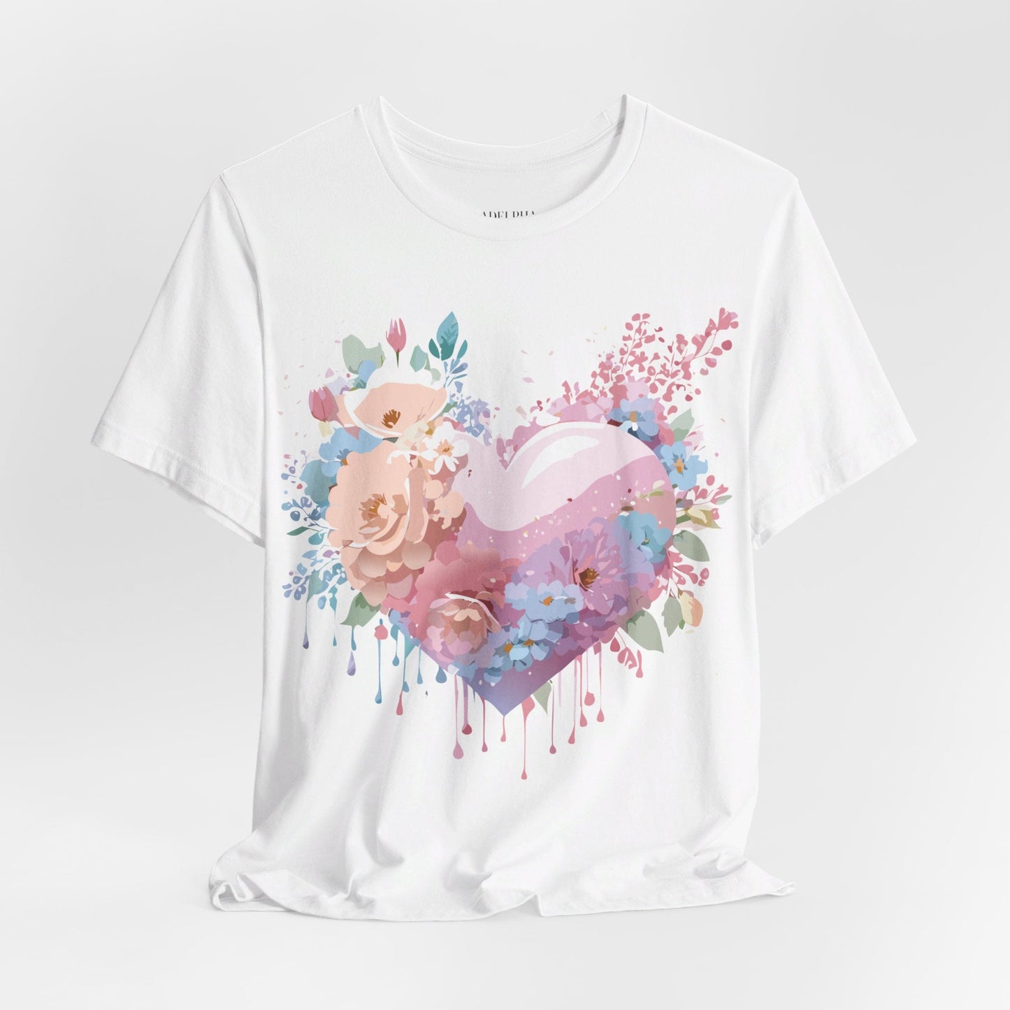 Valentine Day Graphic Unisex 100 Cotton Vintage Artwork with Love and Flower Design Tee 29
