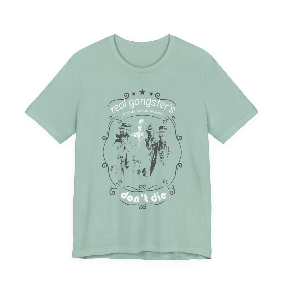 Real Gangsters Don't Die T-Shirt Vintage Outlaw Illustration Retro Biker Tee A-3