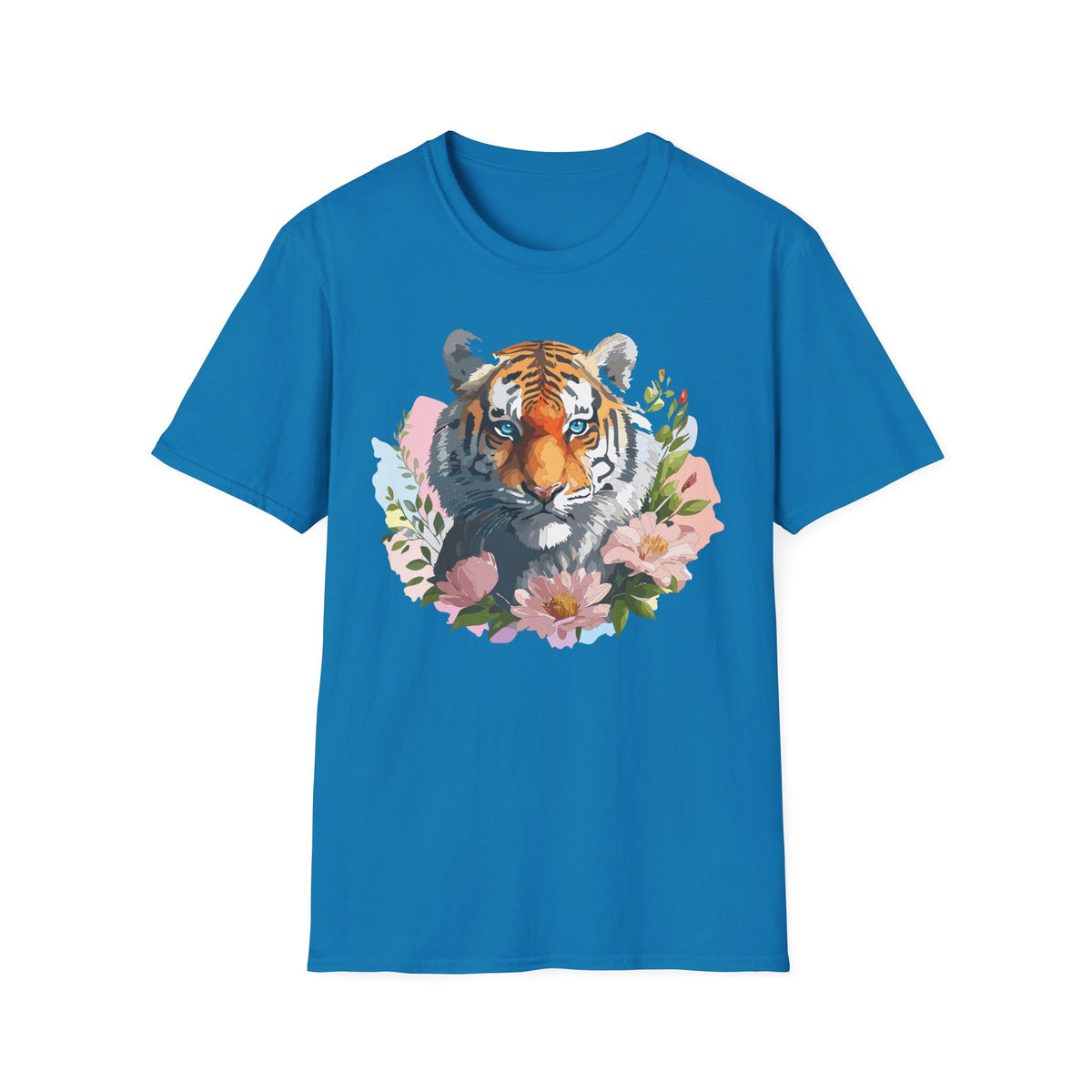 Floral Tiger Portrait T-Shirt | Watercolor Tiger Face Tee