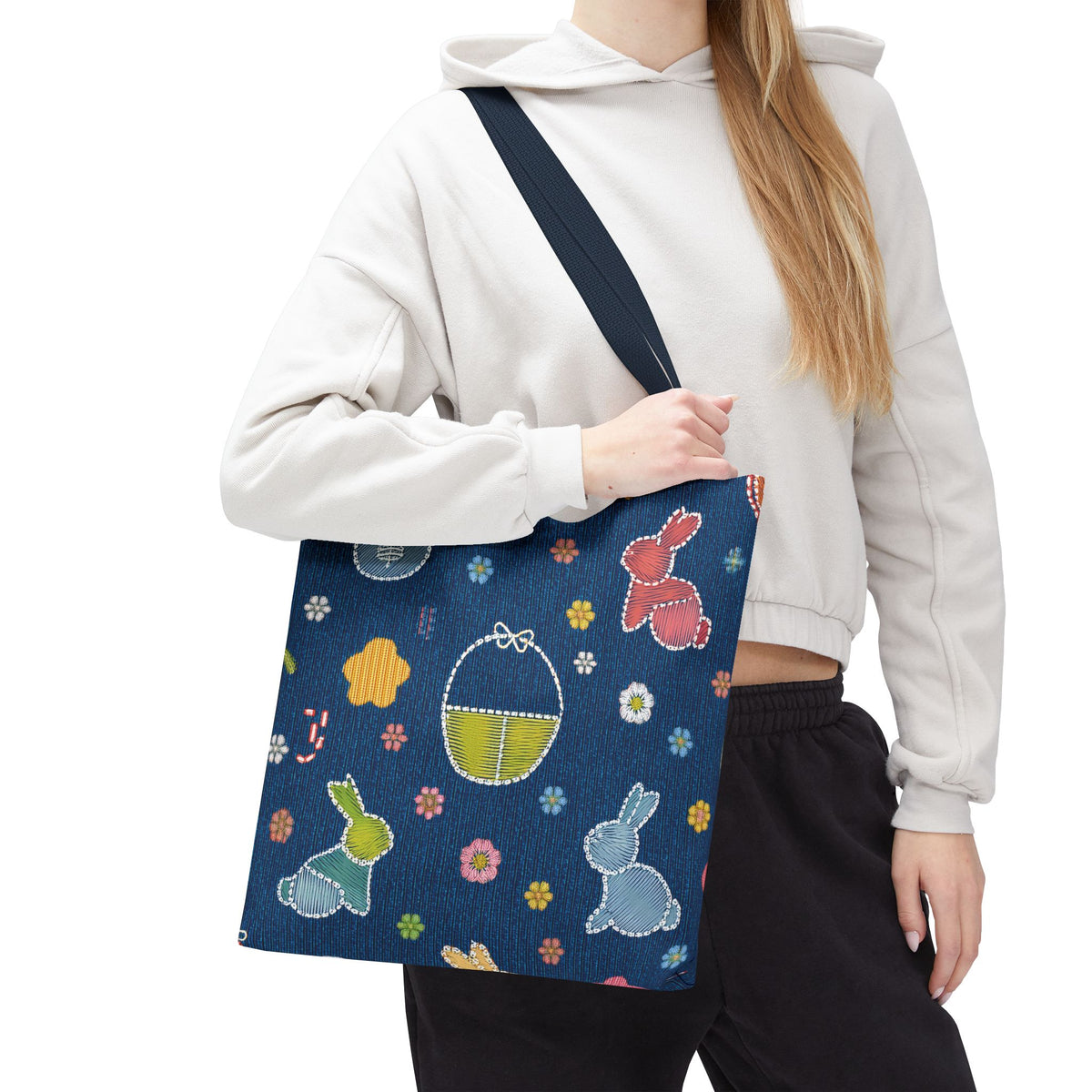 Easter Graphic Design Denim Fabric Imitation Print Unisex Canvas Bag Poly Spun 3 Sizes Tote Bag 204-8