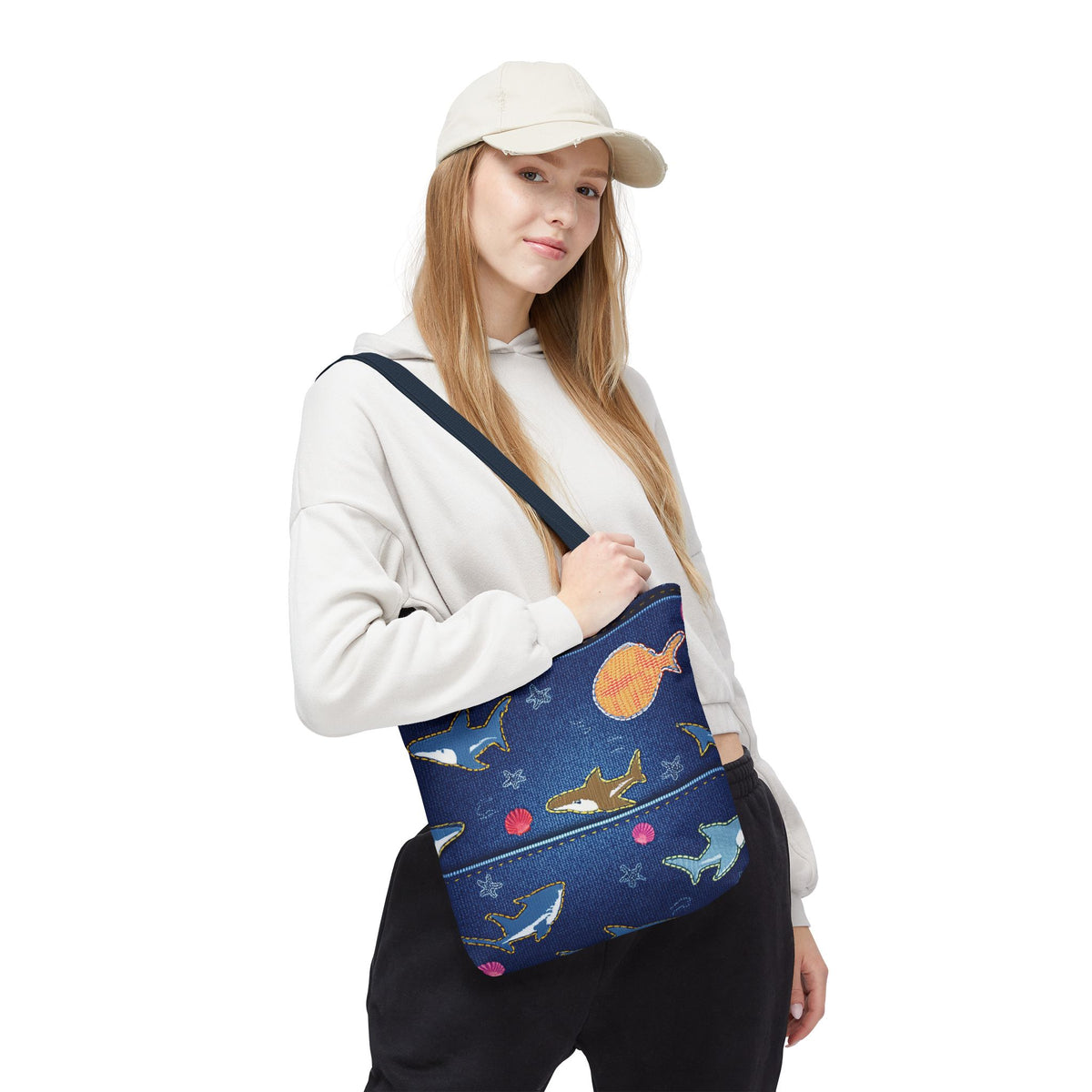 Denim Fabric Imitation Print Unisex Canvas Bag Poly Spun 3 Sizes Tote Bag 182-18