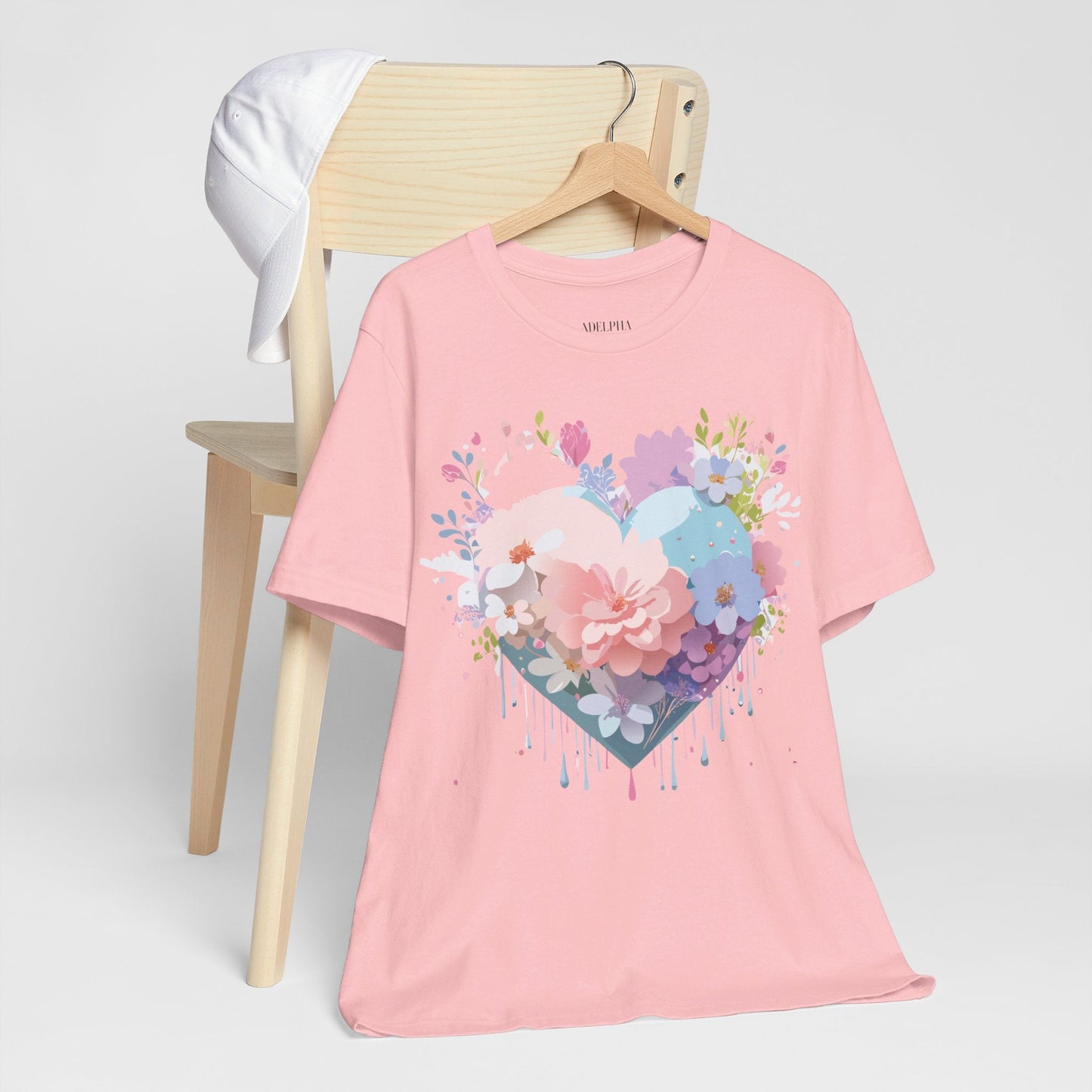 Valentine Day Graphic Unisex 100 Cotton Vintage Artwork with Love and Flower Design Tee 33
