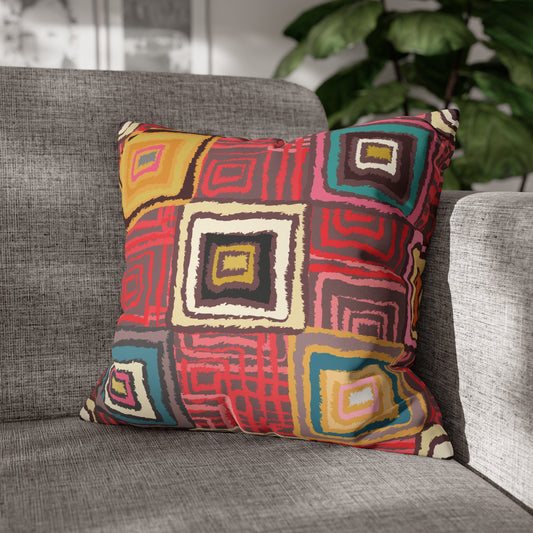 Faux Suede Pillowcase with Abstract print