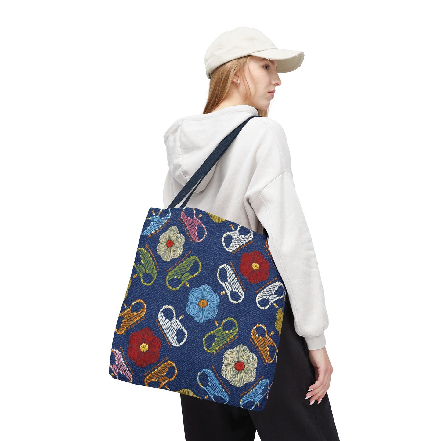 Denim Fabric Imitation Print Unisex Canvas Bag Poly Spun 3 Sizes Tote Bag 154