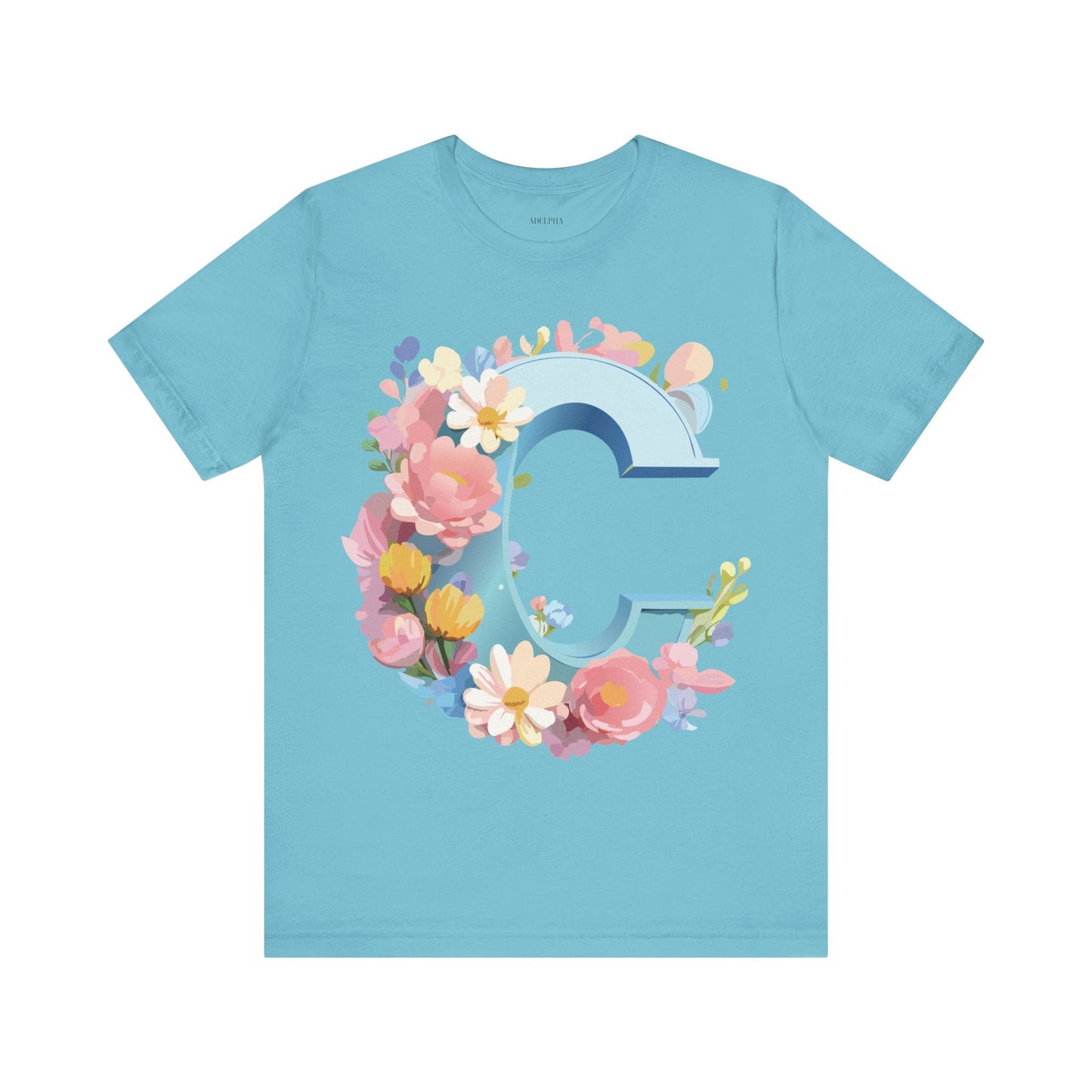 Letter C Shirt Graphic Tee Unisex Short Sleeve Vintage Art Adelpha Premium Quality