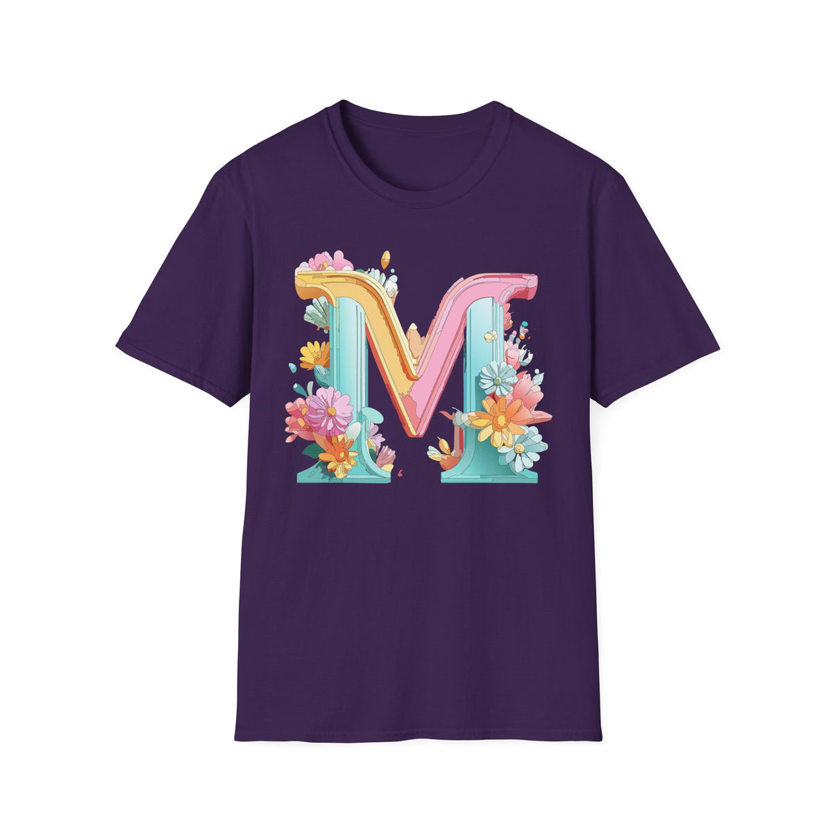 Floral Pastel Letter M T-Shirt | Monogram Initial Tee