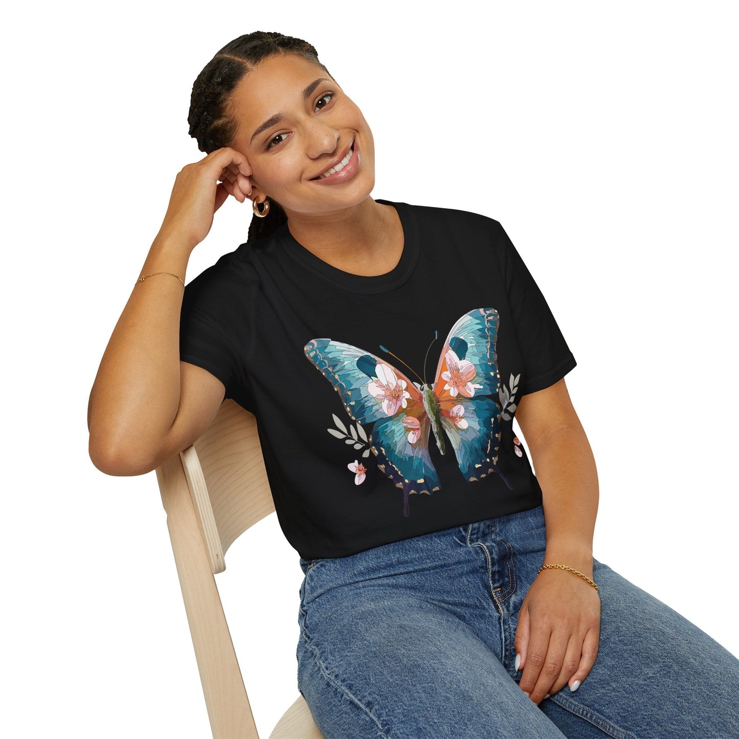 Butterfly Shirt Unisex T Shirt Monarch Butterfly Print Gildan Softstyle 64000 Cotton Tee Classic