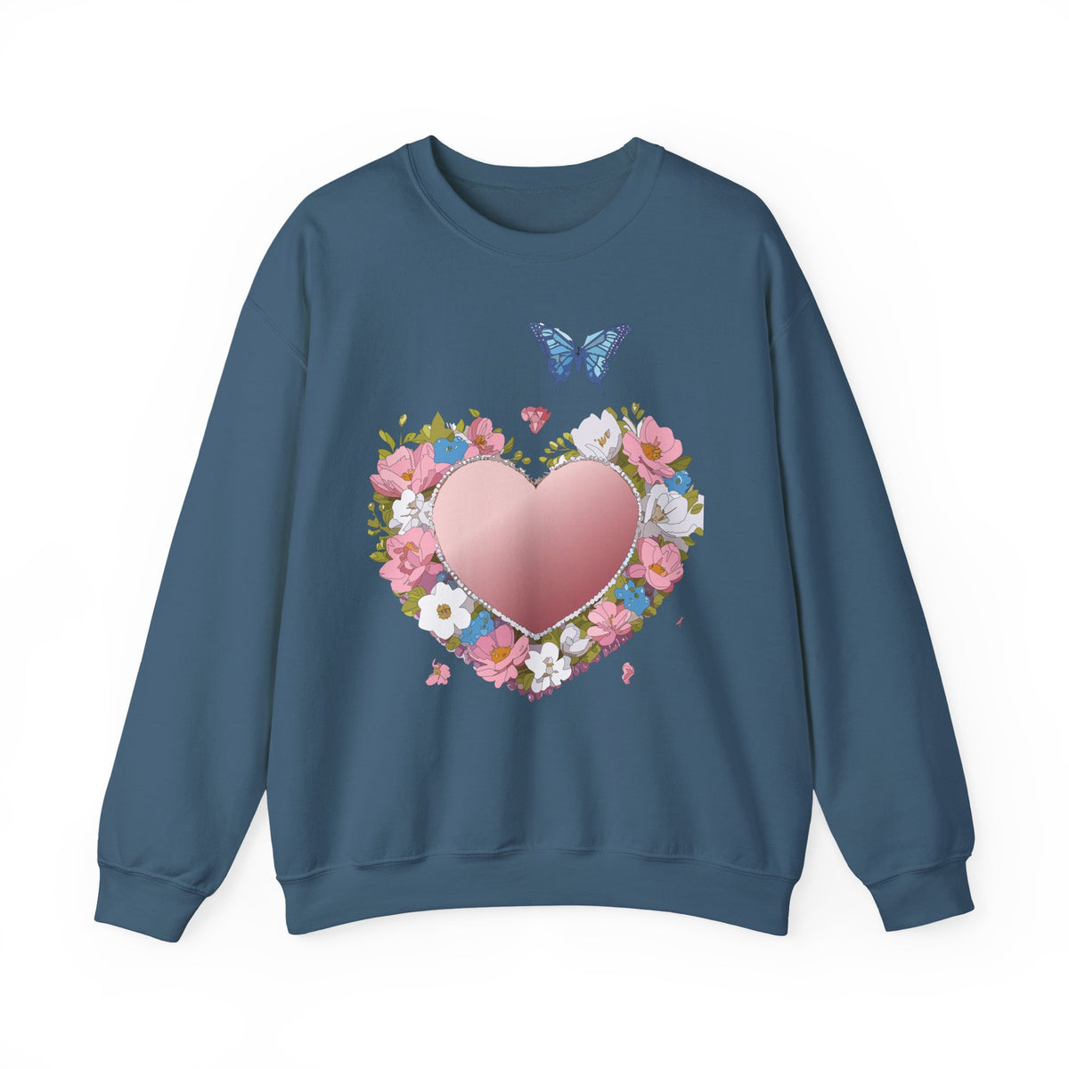 Floral Heart Love Graphic Valentine's Day Sweatshirt Unisex 50/50 Cotton-Poly Sweatshirt w30