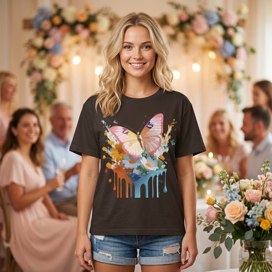 Butterfly Graphic Unisex Cotton Bella+Canvas Tee with Art Design n80