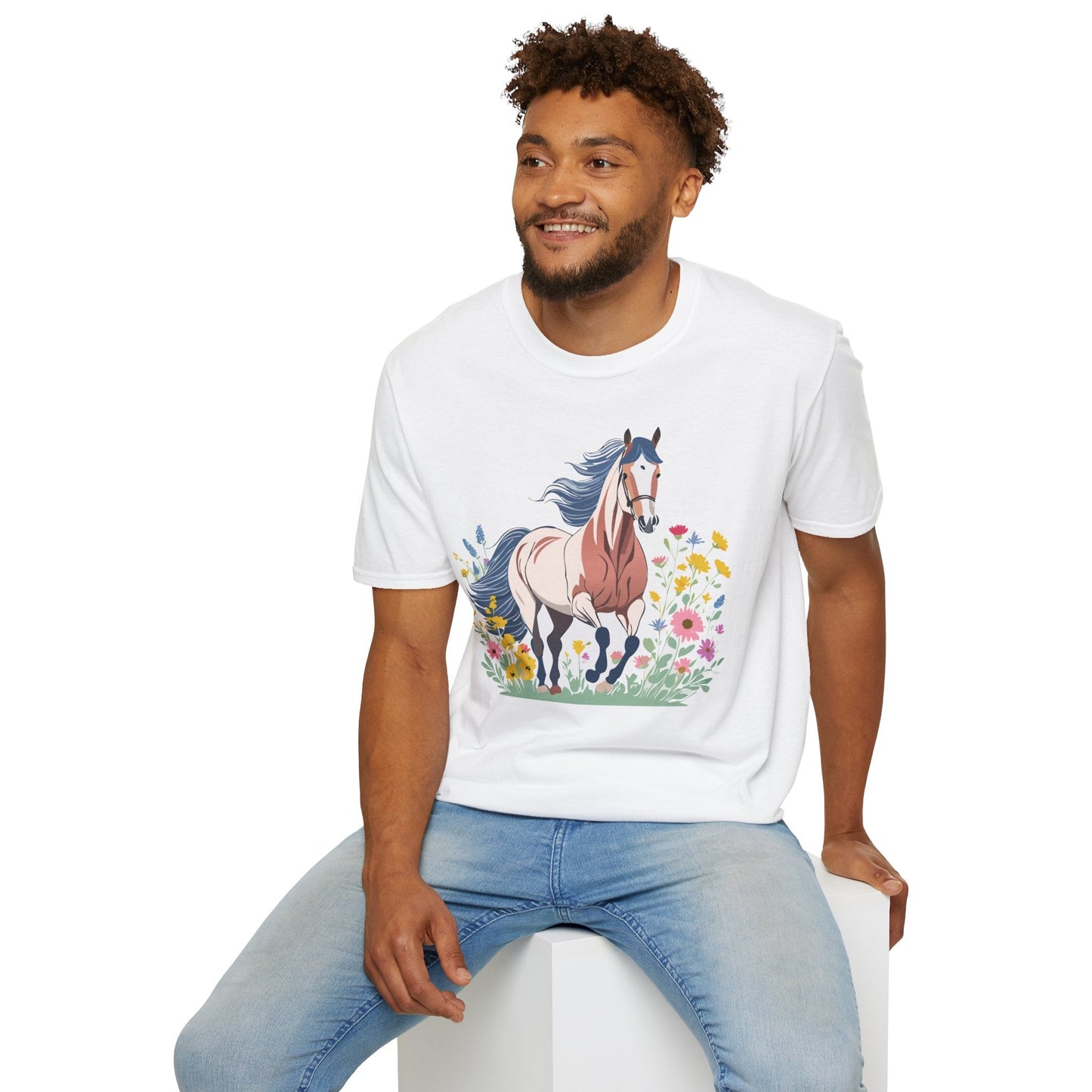 Unisex Horse Tee Softstyle Cotton Shirt With Animals Design Graphic