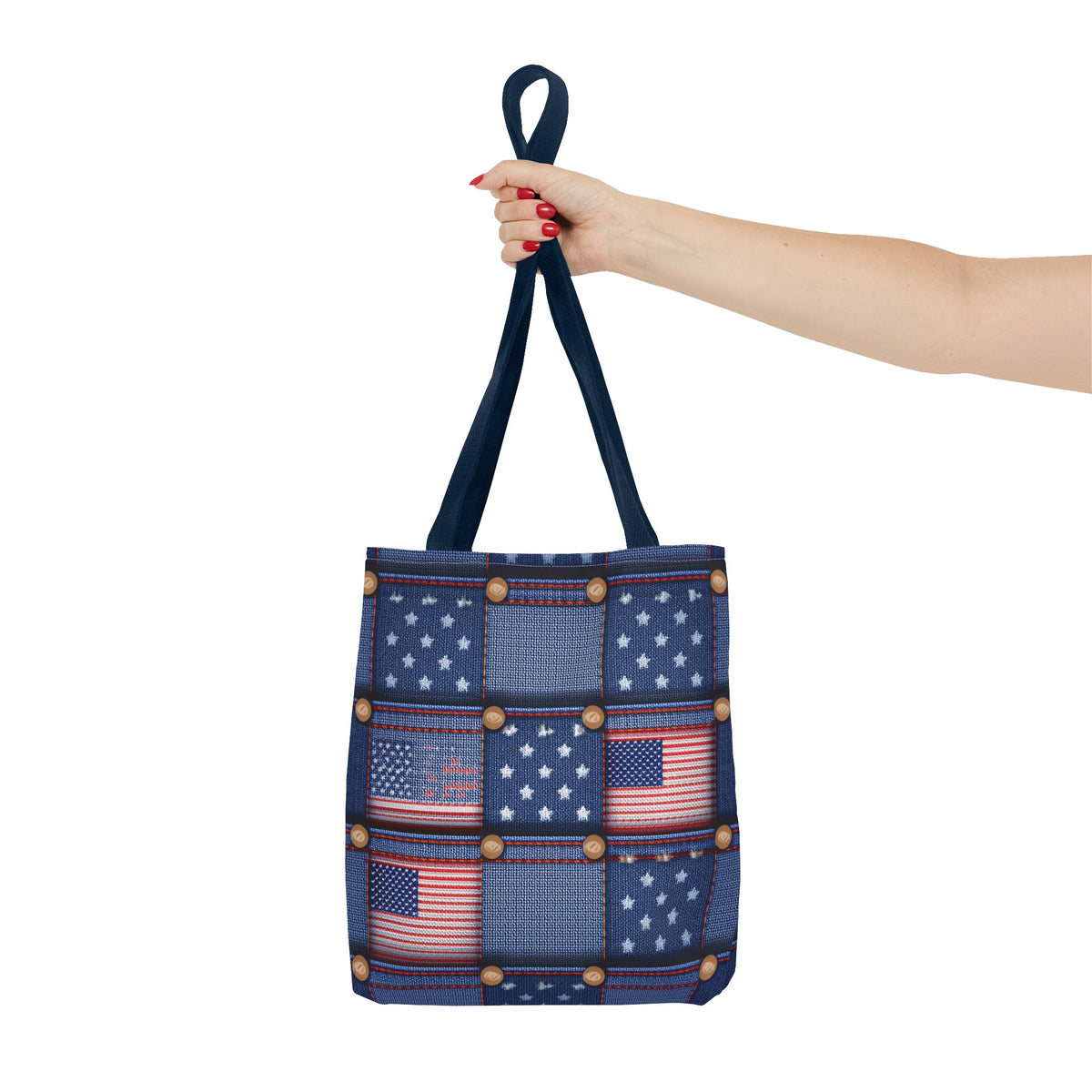 4th of July Graphic Denim Fabric Imitation Print Unisex Canvas Bag Poly Spun 3 Sizes Tote Bag 200-18
