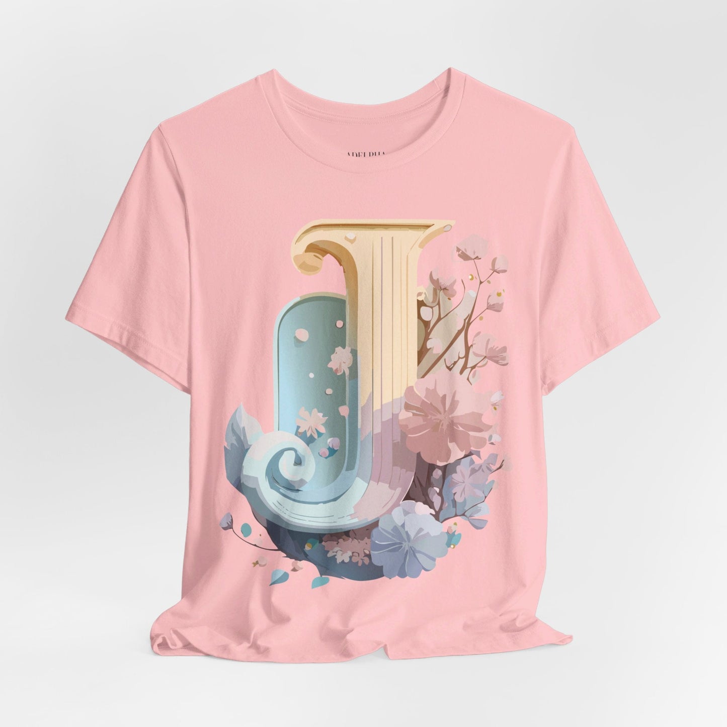 Letter J Shirt Unisex Graphic Tee Adelpha Vintage Inspired Artwork Design Short Sleeve