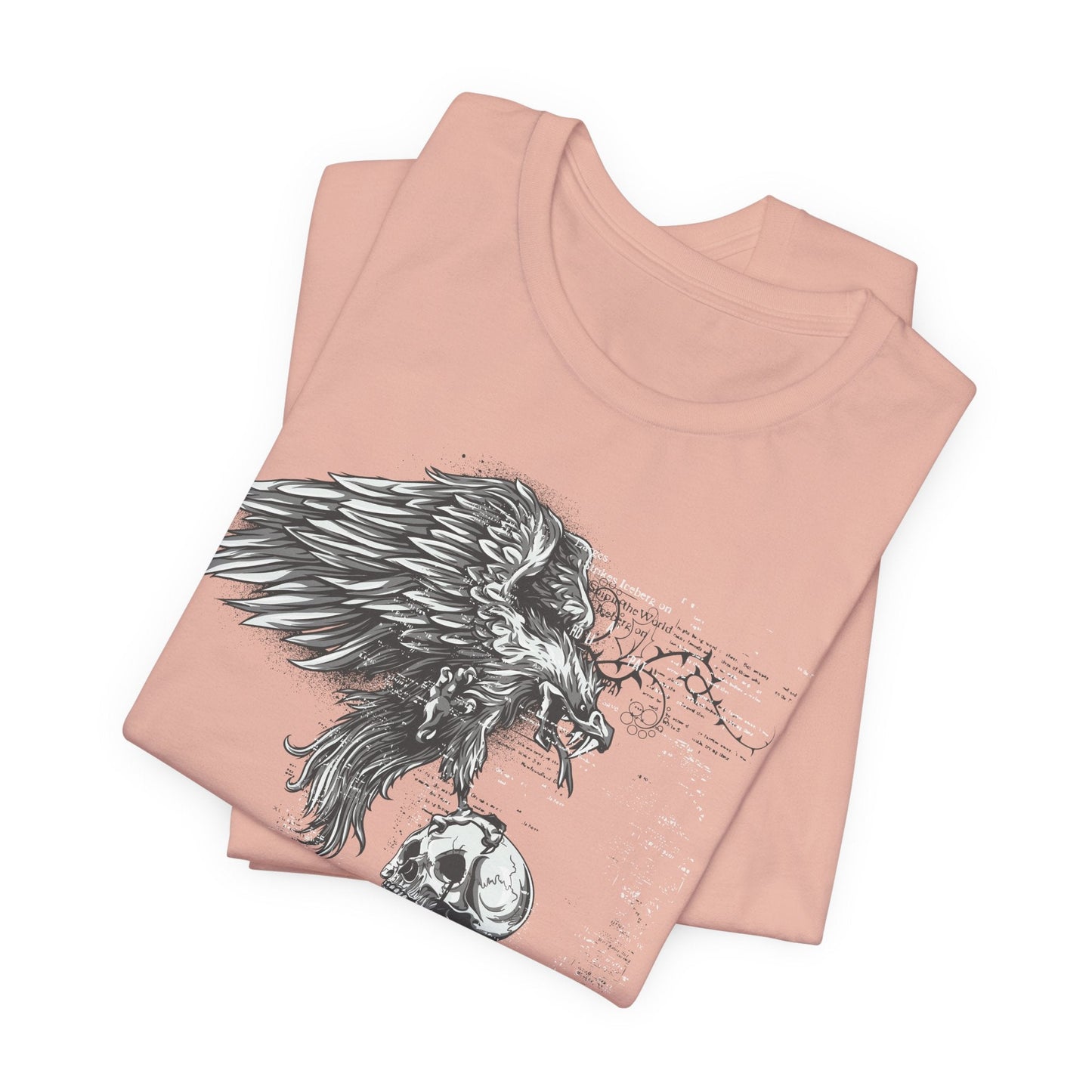 Raven and Skull Illustration Graphic Unisex Cotton T-Shirt r19