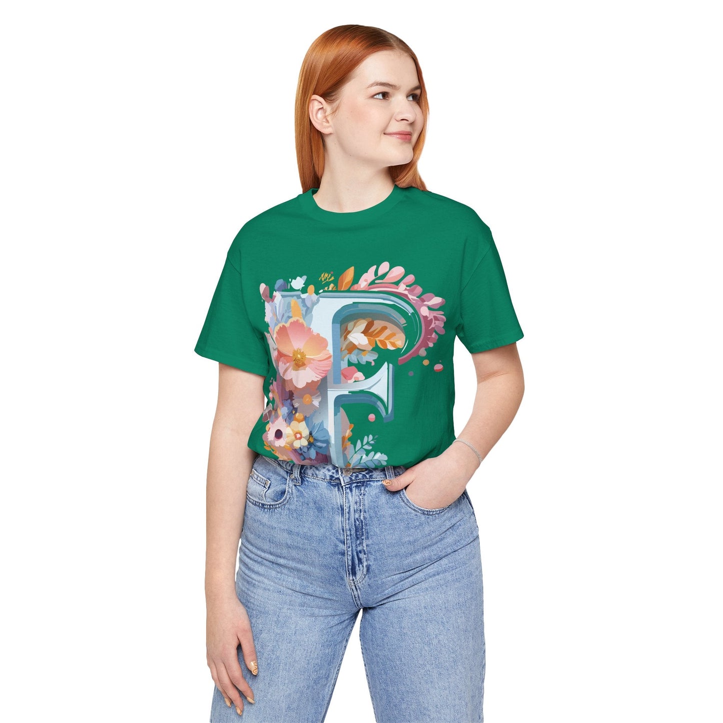 Letter F Graphic Tee Unisex Short Sleeve Vintage Inspired Adelpha Artwork Collection