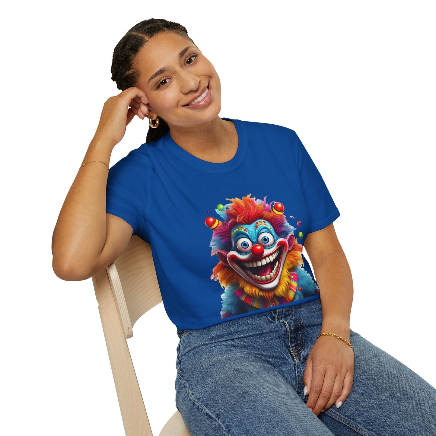 Clown Themed Unisex T Shirt Funny Man Circus Scary Man Tee Gildan Softstyle 64000 Cotton