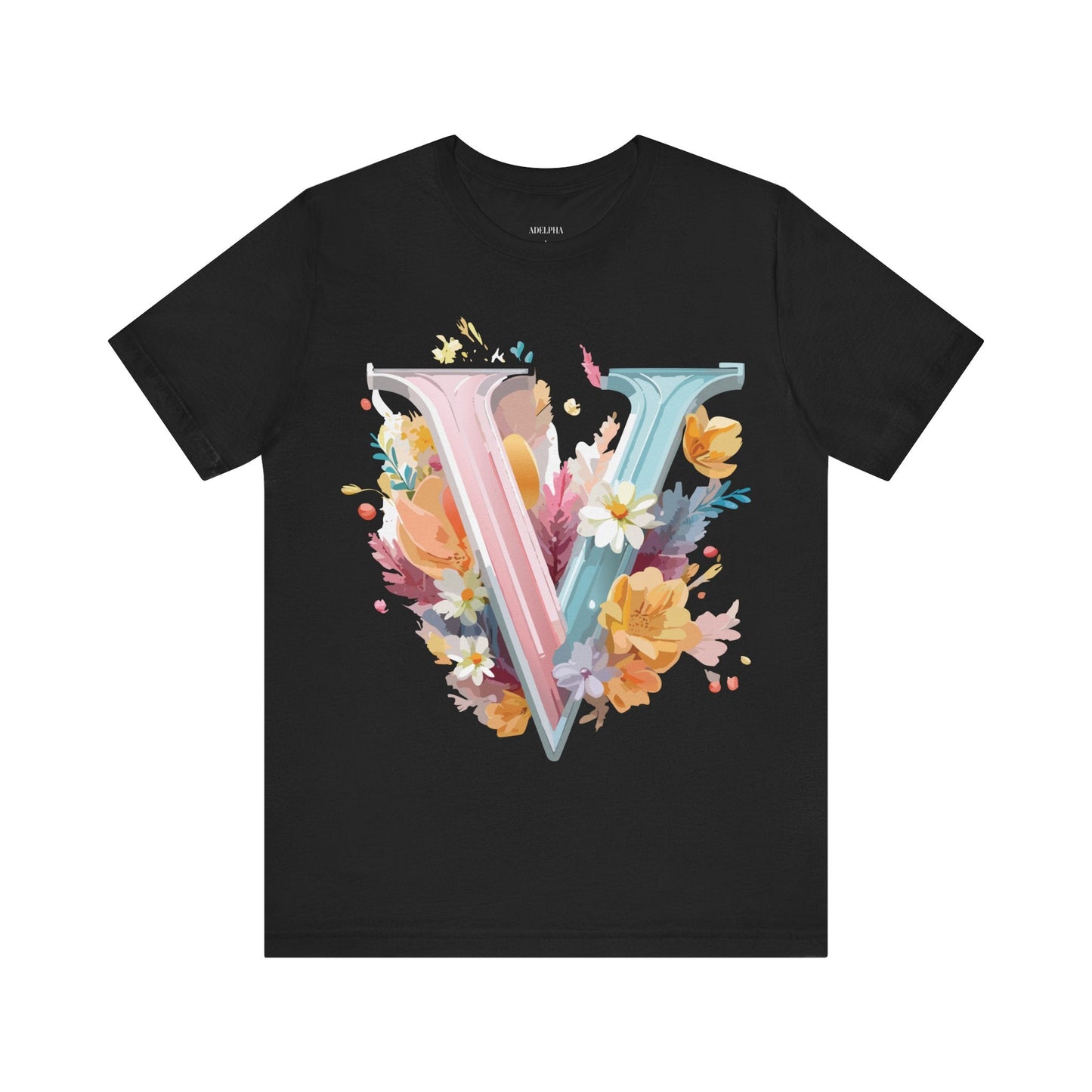 Letter V Shirt Unisex Graphic Tee With Vintage Inspired Artwork By Adelpha Premium Soft Jersey