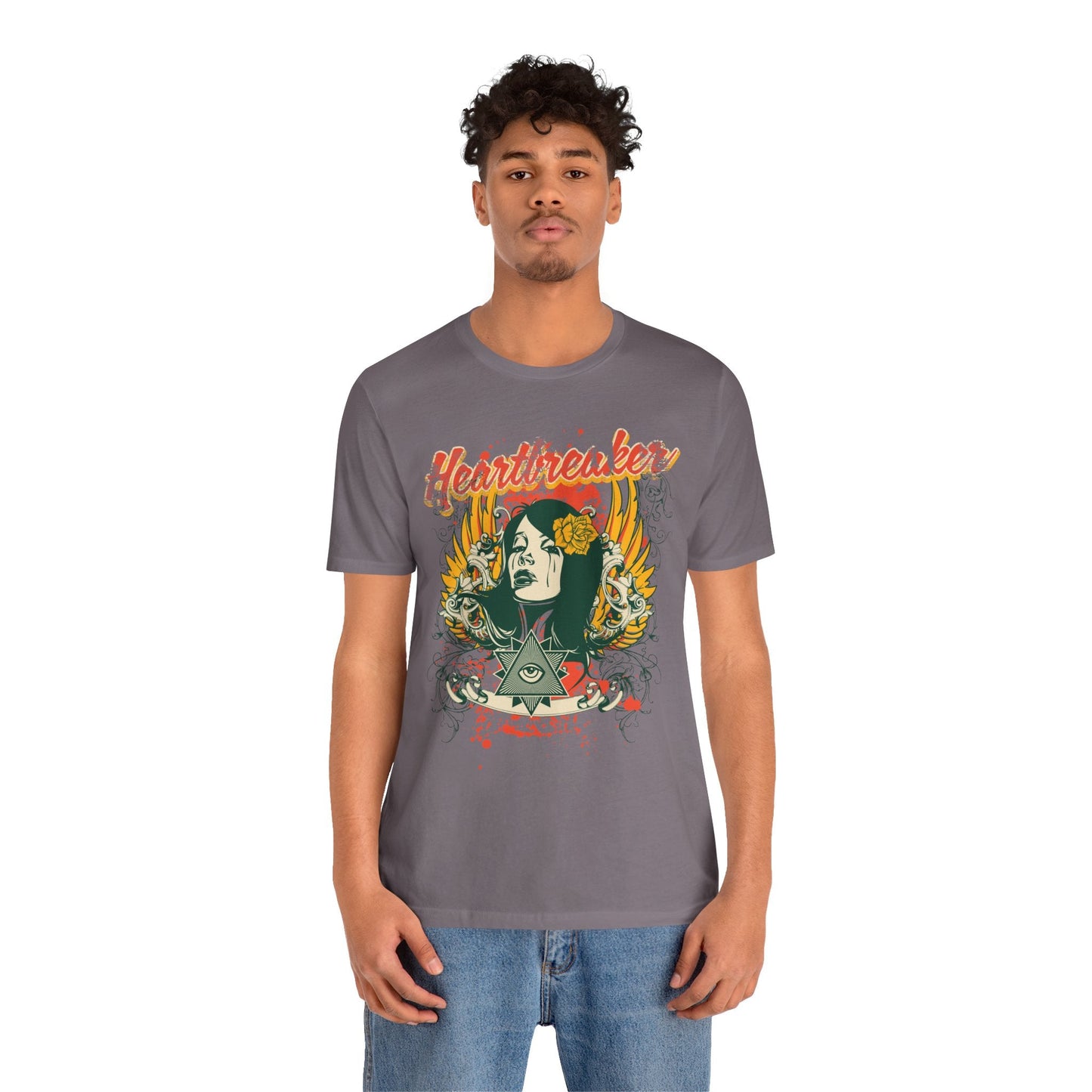 Heartbreaker Illustration Tee Retro Femme Portrait Floral Skull Graphic T-Shirt