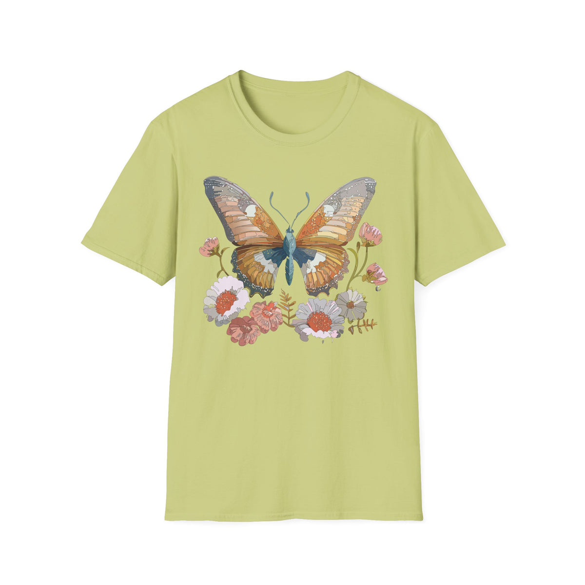Butterfly Floral Watercolor Wings Graphic Design Unisex 100 Cotton Gildan T-Shirt