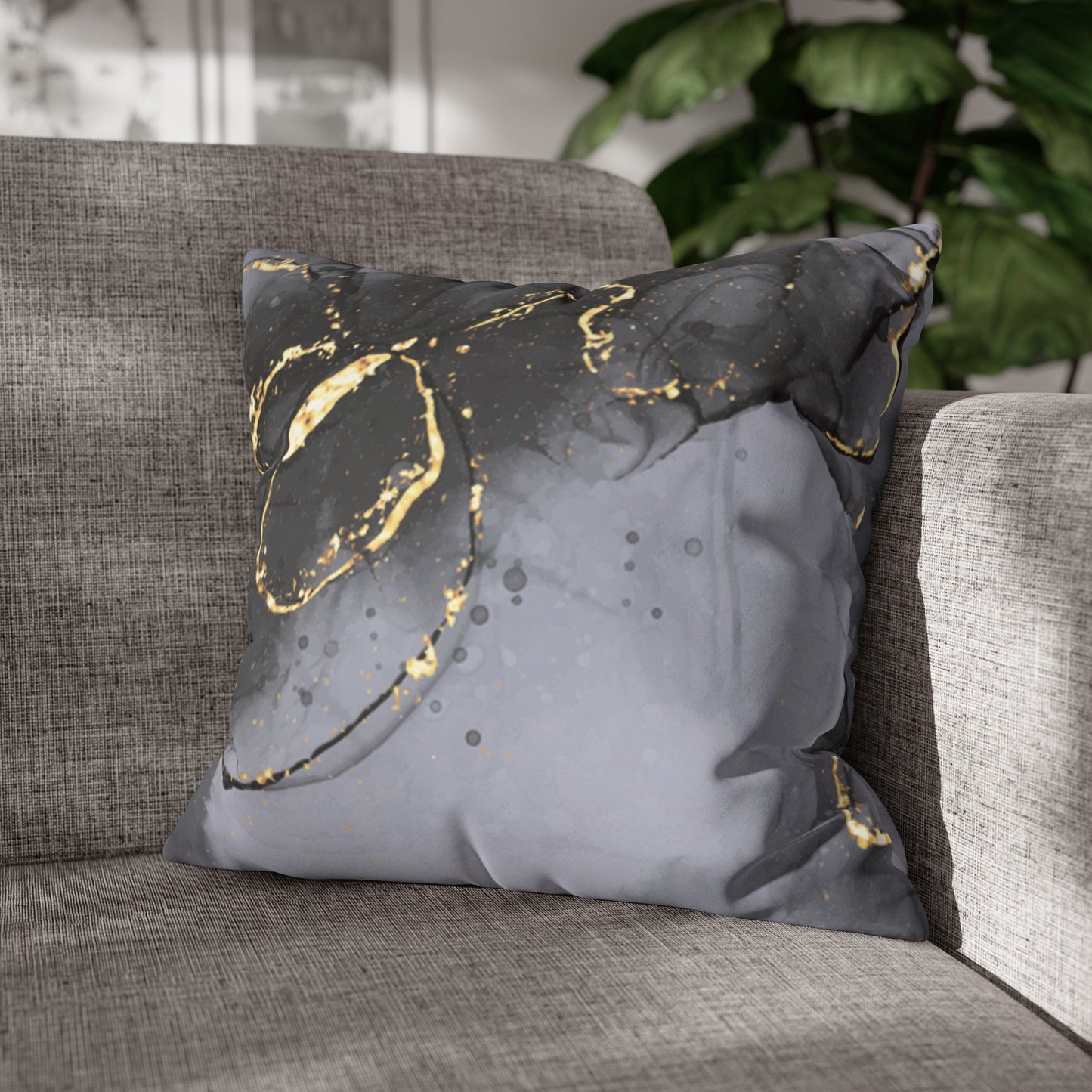 Faux Suede Pillowcase with Abstract print