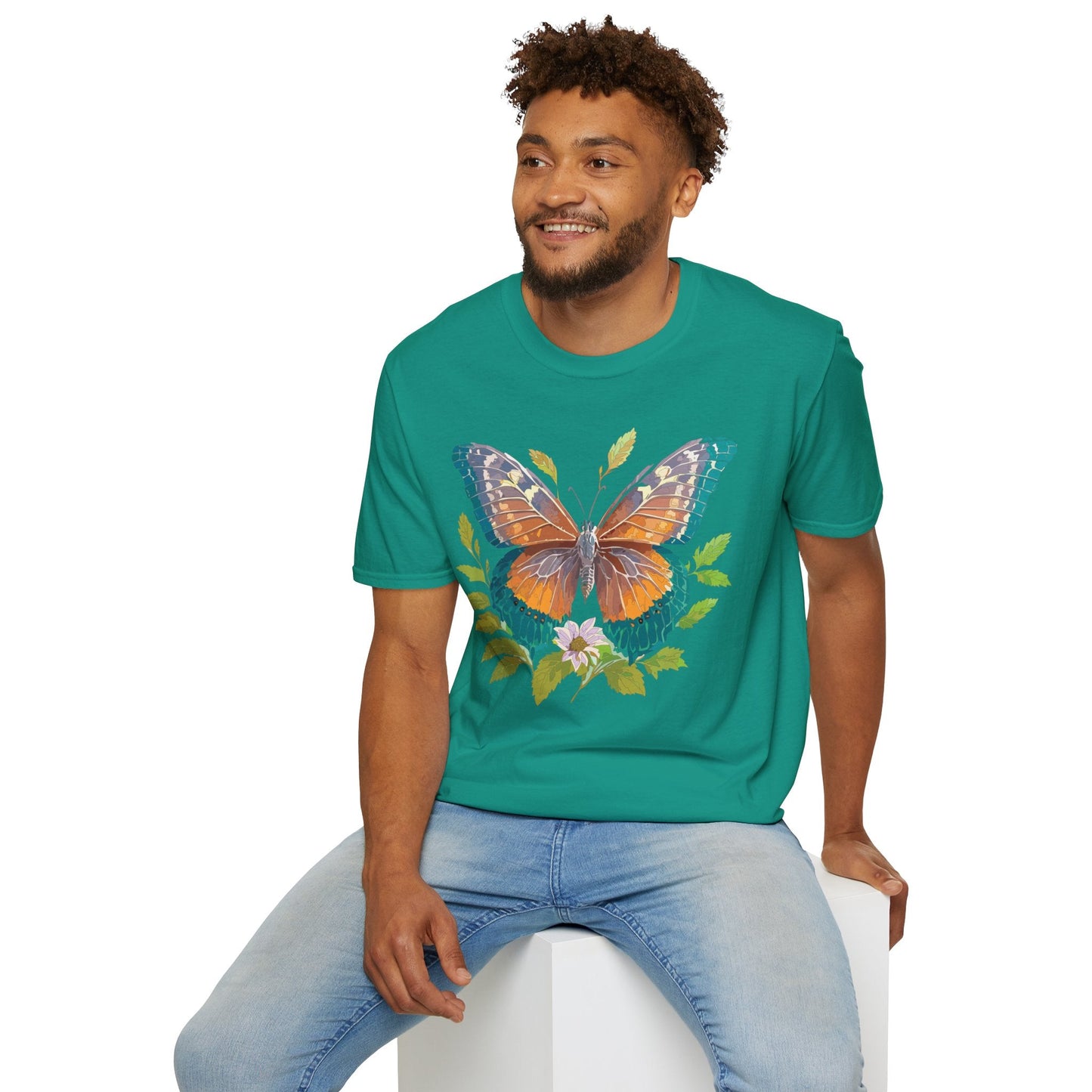 Unisex Butterfly Shirt With Monarch Design Cotton Tee Gildan 64000 Softstyle Comfort