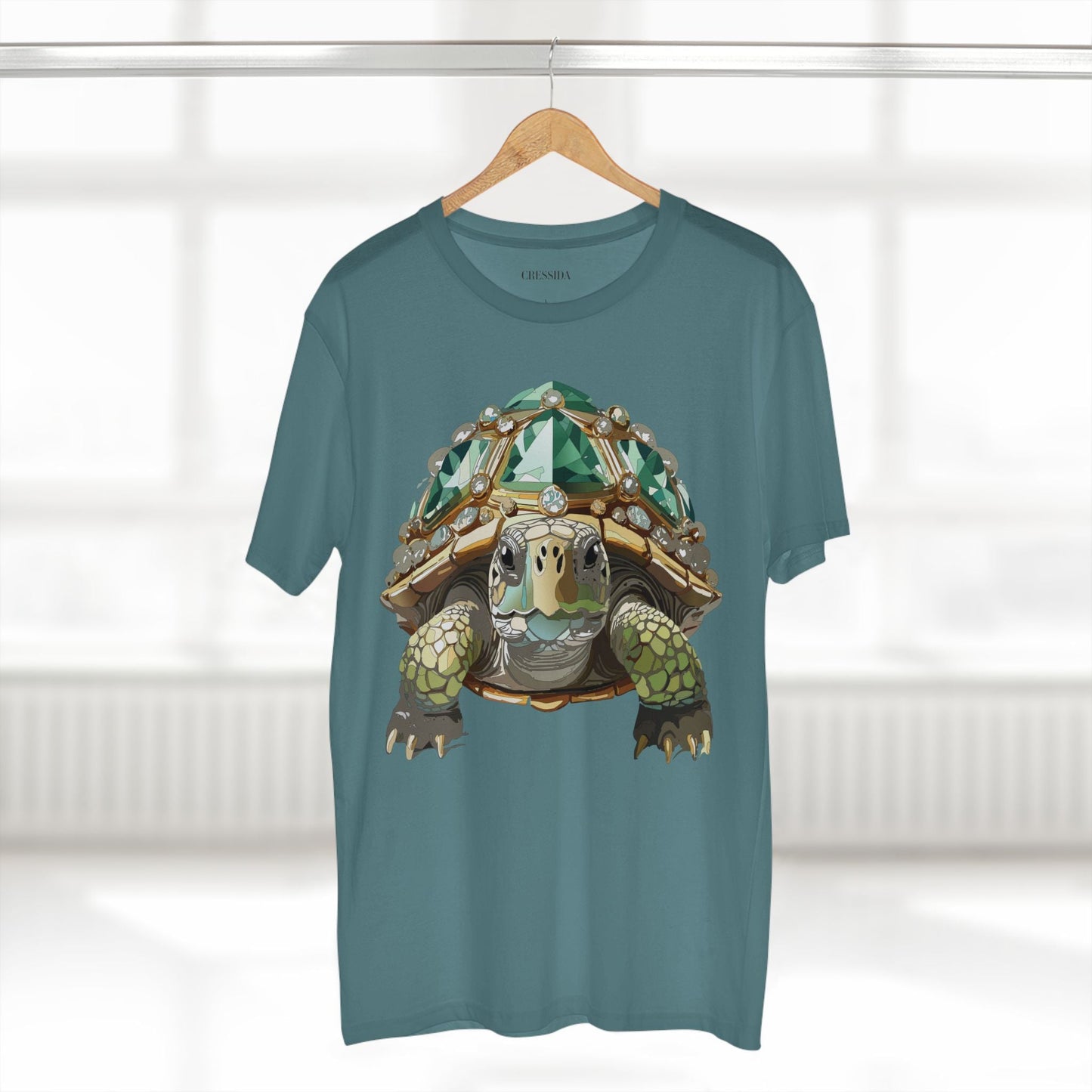 Turtle Graphic Unisex 100 Cotton Tee With Unique Animal Golden Medallion Art Design 30