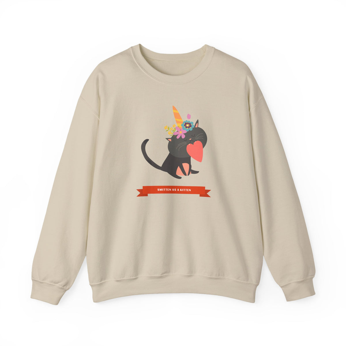 Cat Graphic Valentine's Day Sweatshirt Unisex 50/50 Cotton-Poly Animal Sweatshirt w06