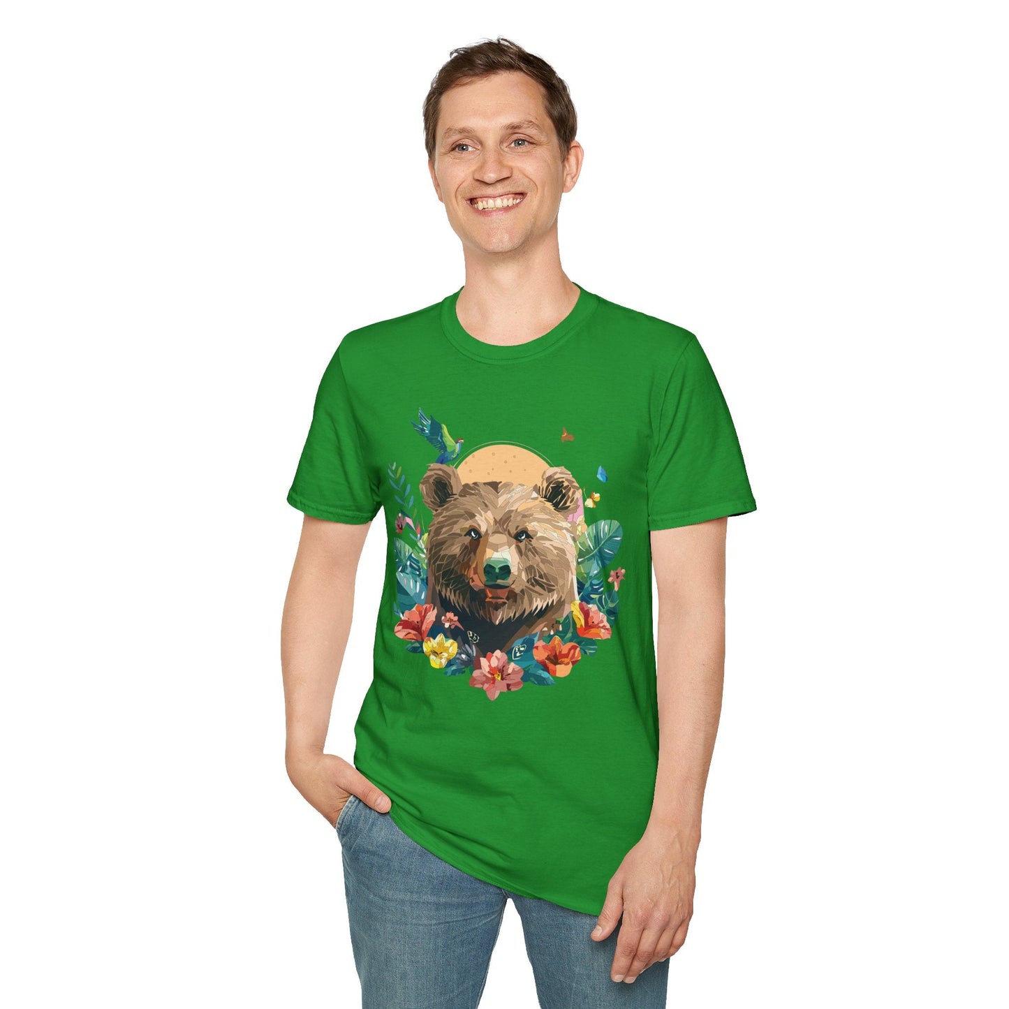 Bear T Shirt Unisex Graphic Tee Bear Lover Gift 100 Percent Ring Spun Cotton Softstyle 64000 Gildan