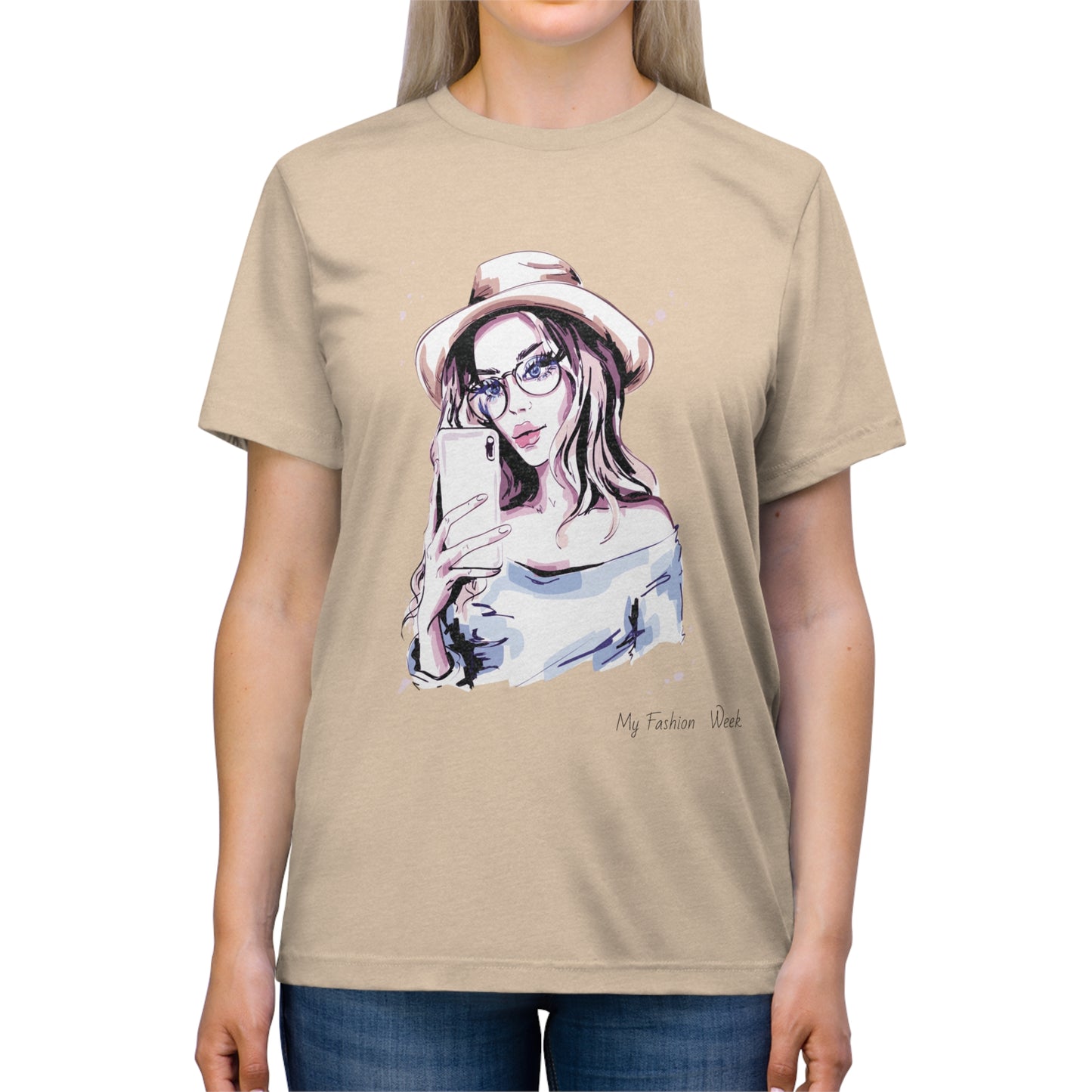 T-shirt tri-mélange avec motif artistique