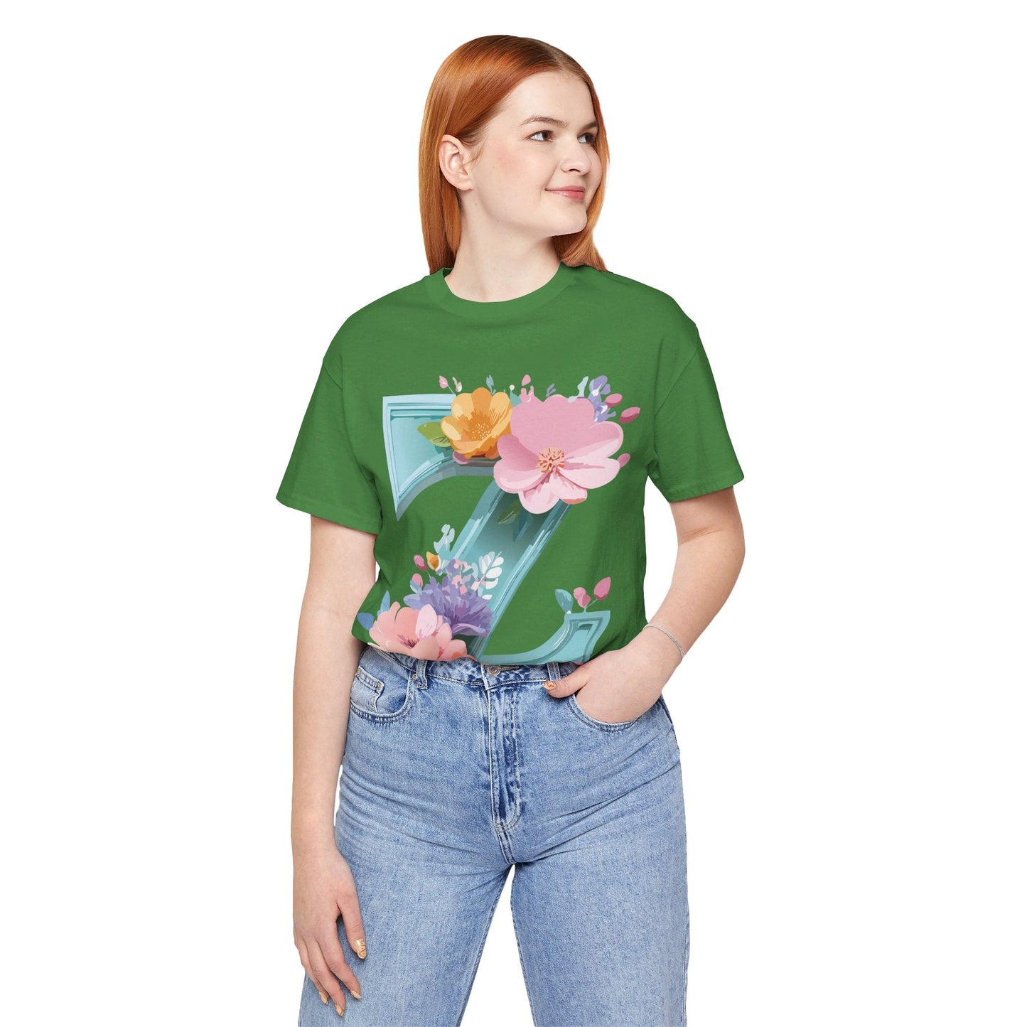 Letter Z Shirt Graphic Tee Unisex Jersey Short Sleeve By Adelpha Vintage Inspired Artwork