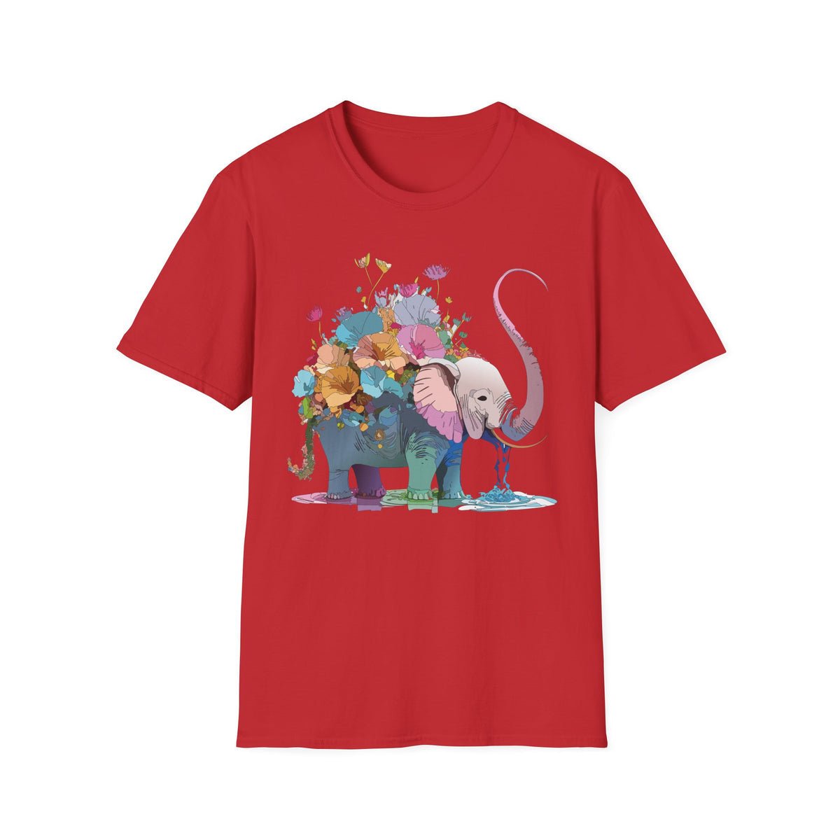 Floral Elephant T-Shirt | Watercolor Flowers, Pastel Safari Art