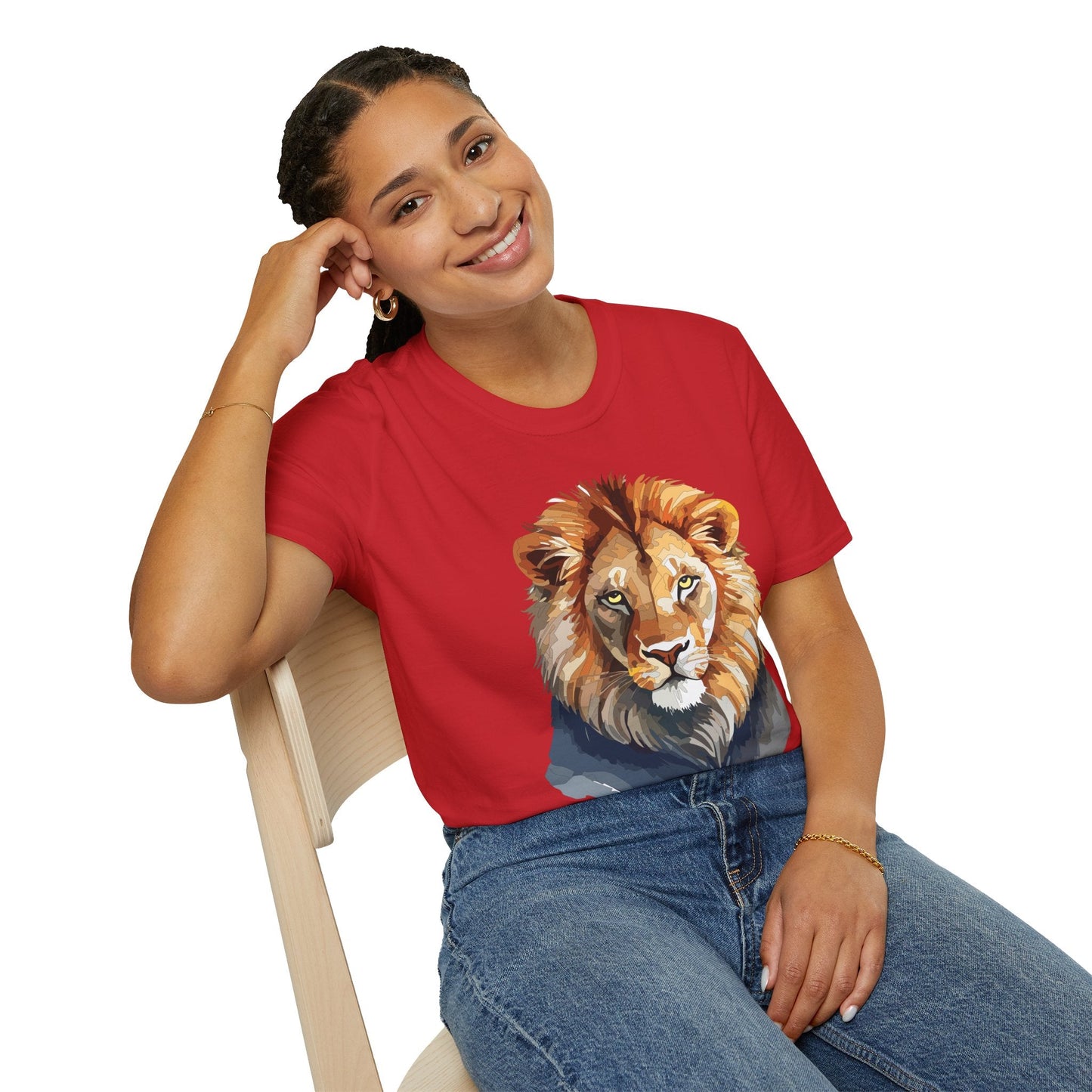 Lion Shirt Unisex Animal Tee Gildan Softstyle 64000 100 Percent Ring Spun Cotton
